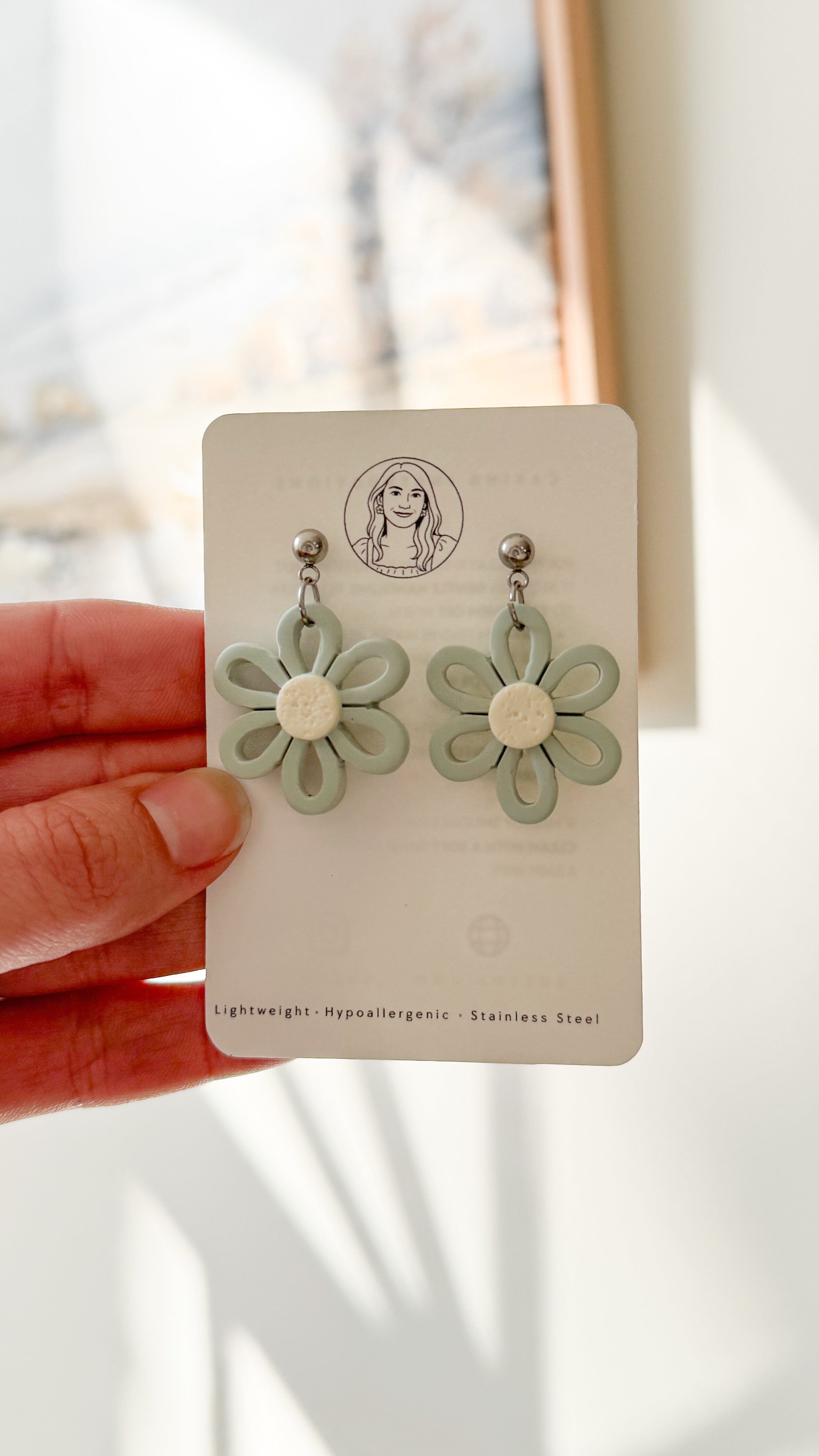 Daisy Floral Inspired Clay Earrings – Lightweight Pastel Colors Statement Jewelry, Everyday Wear