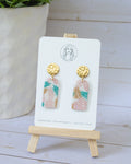 SS12 Tropical Leaf Teardrop Earrings Gold | Vacation Statement Earrings | Lightweight Polymer Clay | Gifts for Her