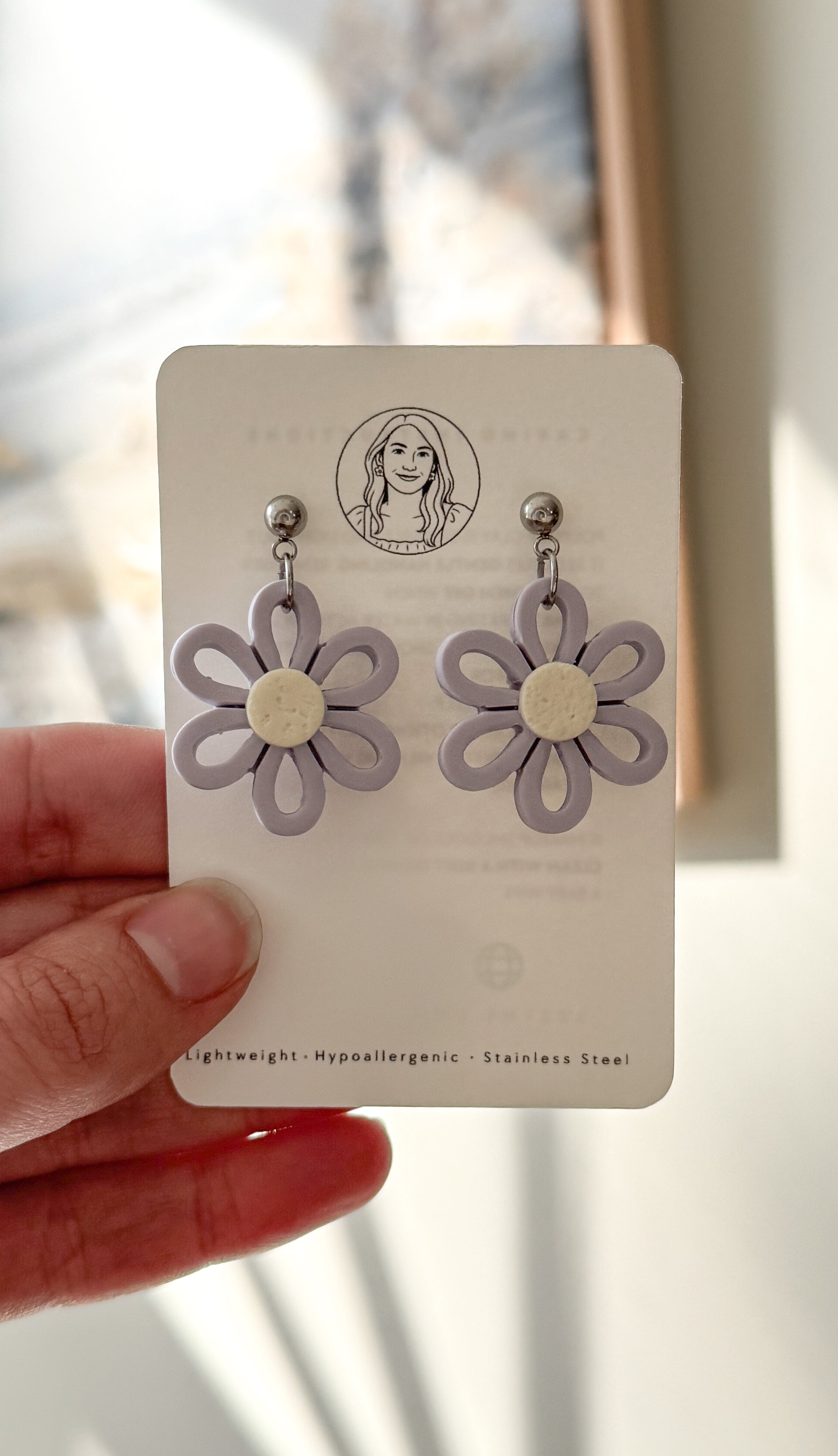 Daisy Floral Inspired Clay Earrings – Lightweight Pastel Colors Statement Jewelry, Everyday Wear