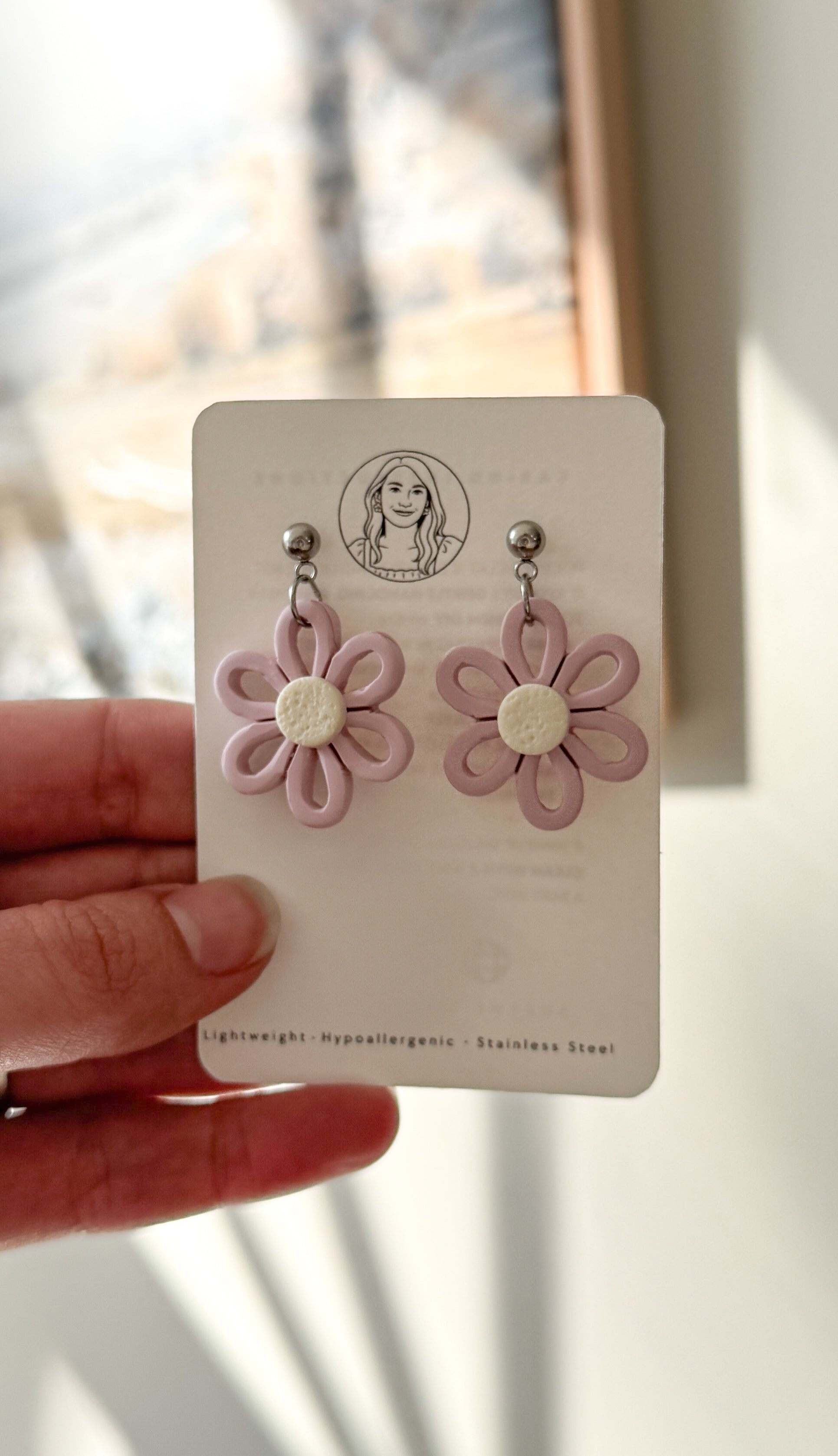 Daisy Floral Inspired Clay Earrings – Lightweight Pastel Colors Statement Jewelry, Everyday Wear
