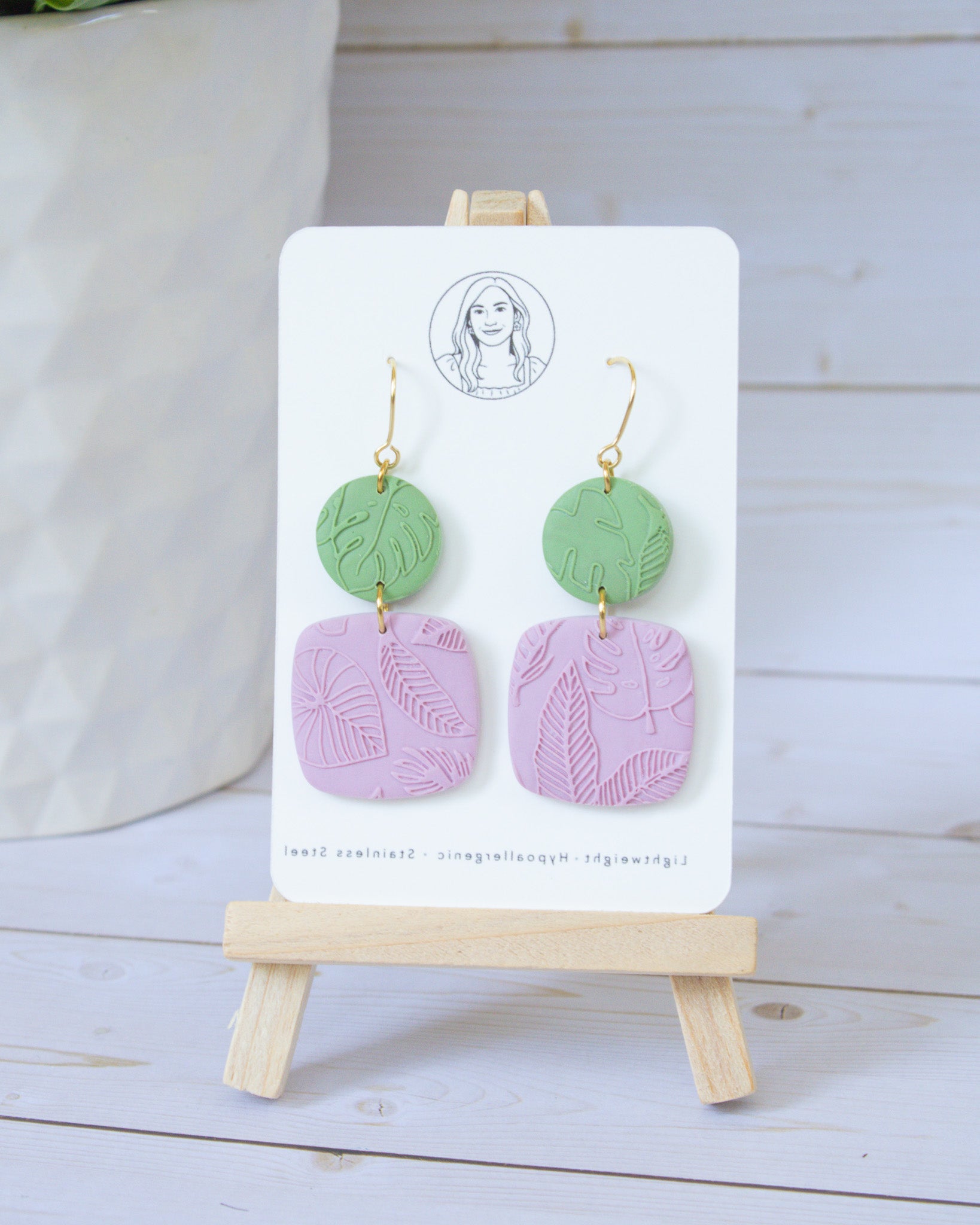 SS14 Tropical Leaf Teardrop Earrings | Everyday Statement Earrings | Lightweight Polymer Clay | Gifts for Her