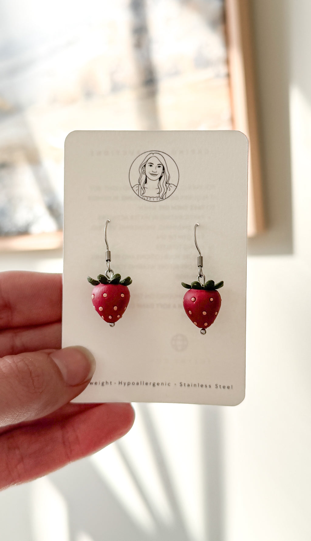 FR5 Fruit Inspired Earrings - Strawberries, Lightweight Statement Jewelry, Boutique Gift for Her .