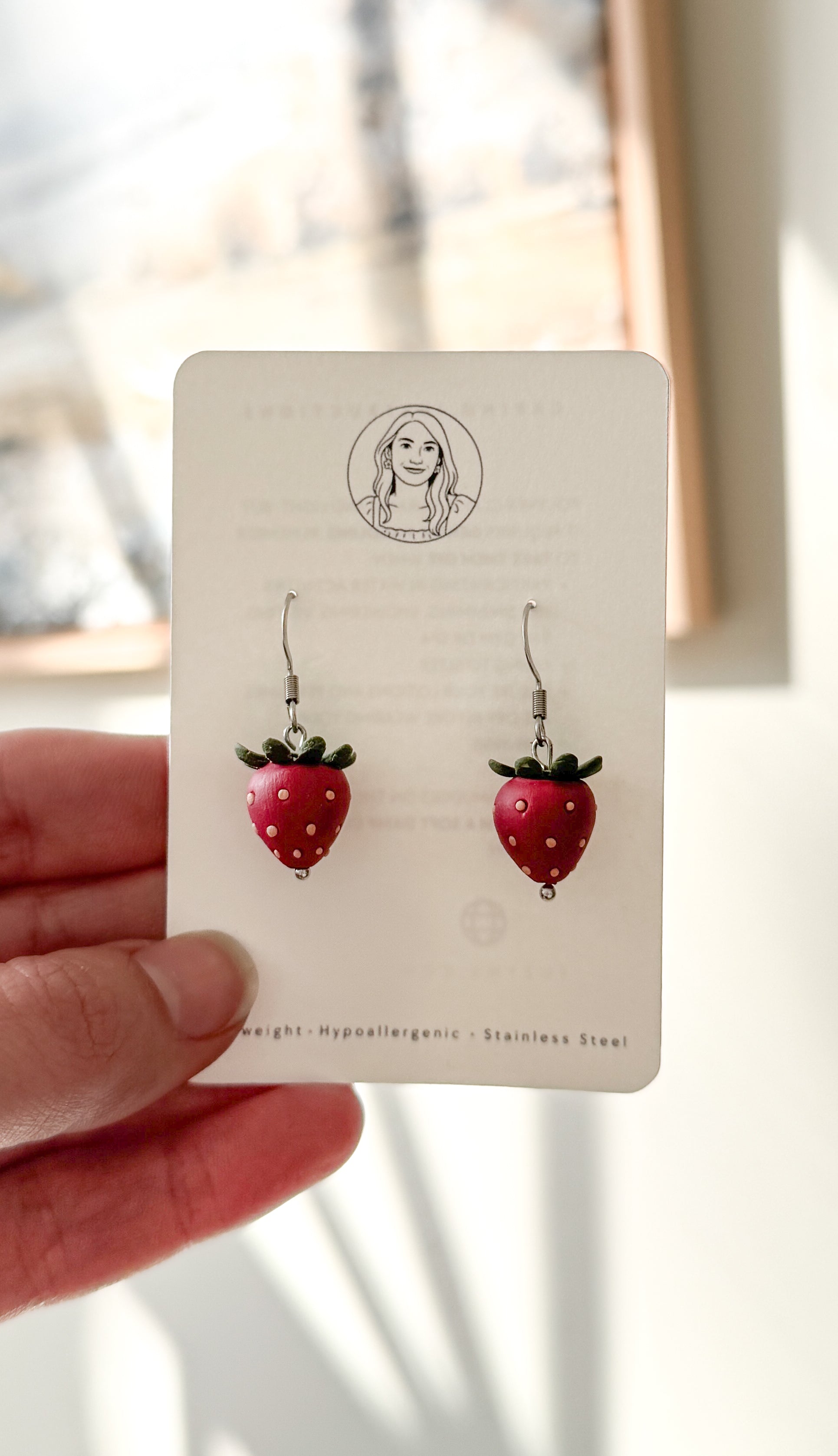 FR5 Fruit Inspired Earrings - Strawberries, Lightweight Statement Jewelry, Boutique Gift for Her .