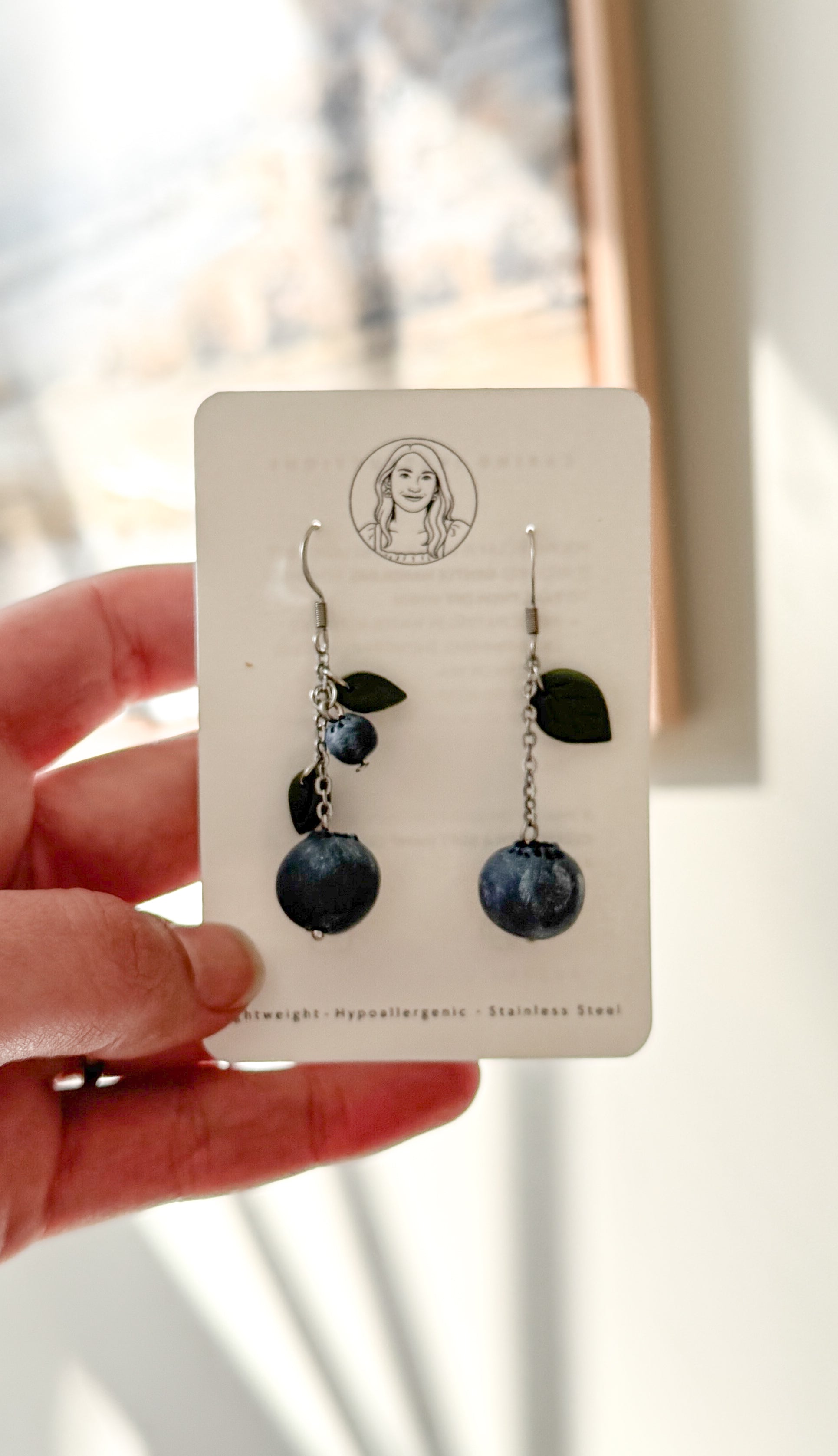 FR3 Fruit Inspired Earrings - Blueberries, Lightweight Statement Jewelry, Boutique Gift for Her