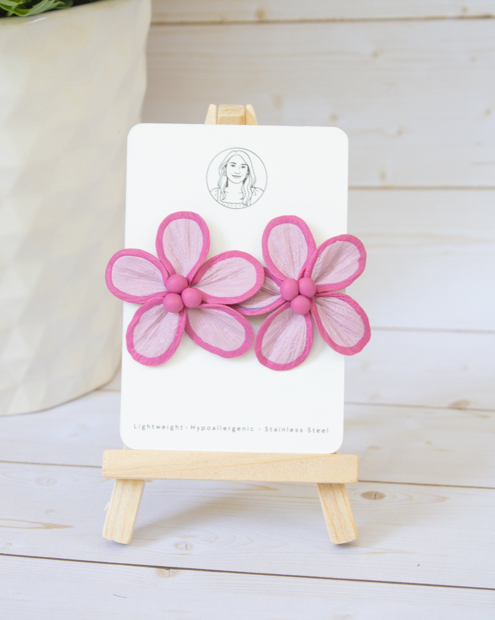 SS4 Pink Floral Statement Earrings | Lightweight Tropical Summer | Lightweight Polymer Clay| Gifts for Her