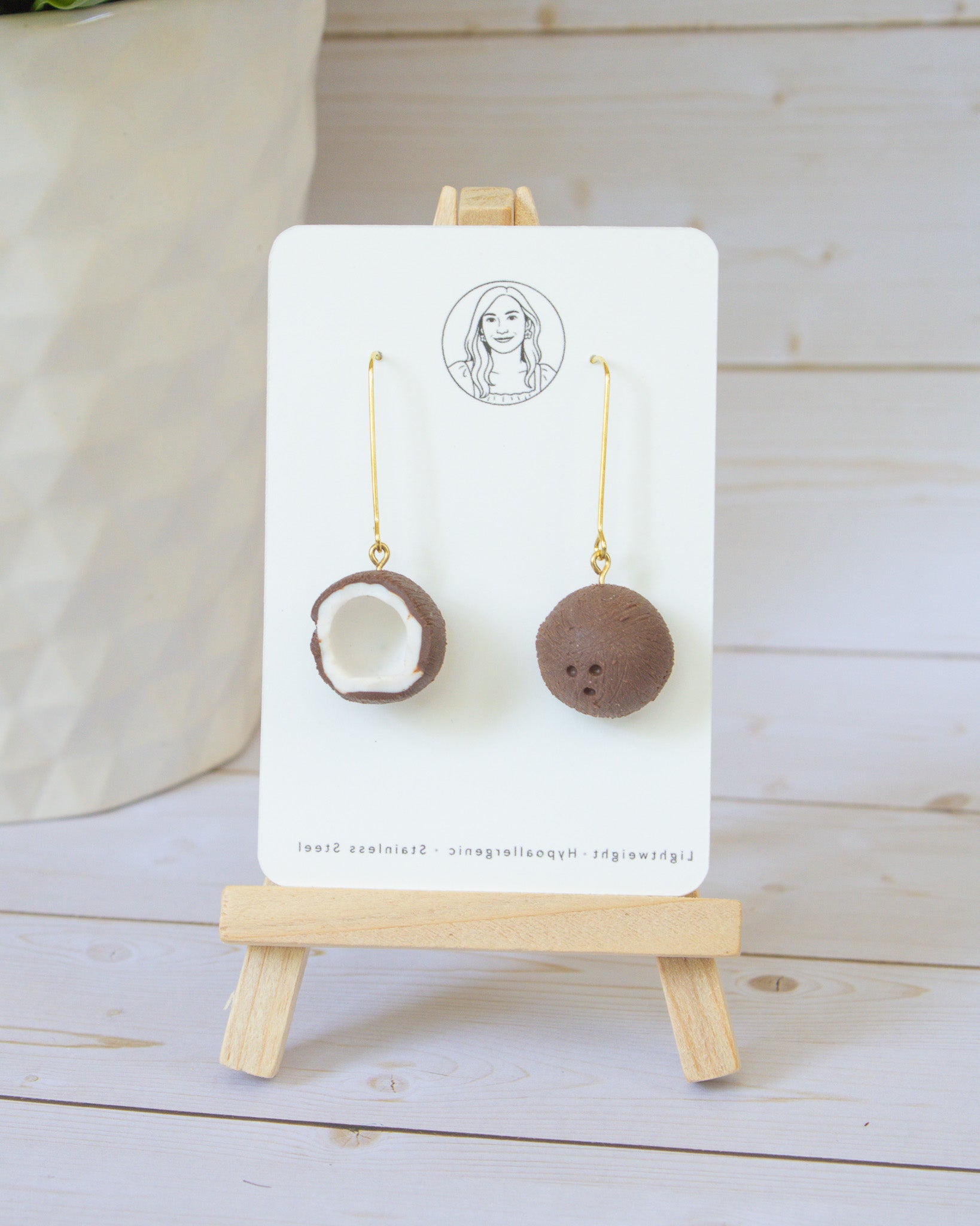 SS3 Handmade Coconut Dangle Earrings | Lightweight Tropical Summer Earrings | Lightweight Polymer Clay| Gifts for Her
