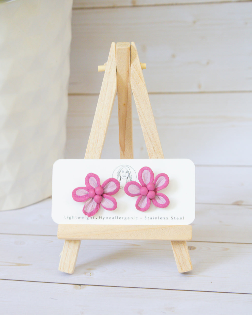 SS7 Pink Floral STUD Earrings | Lightweight Tropical Summer | Lightweight Polymer Clay| Gifts for Her