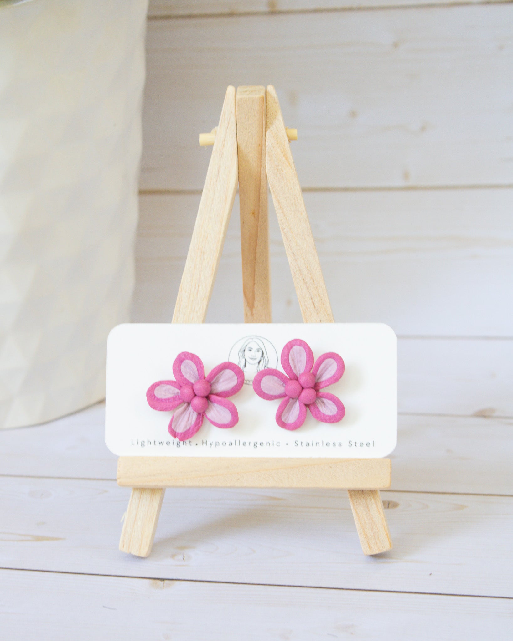 SS7 Pink Floral STUD Earrings | Lightweight Tropical Summer | Lightweight Polymer Clay| Gifts for Her