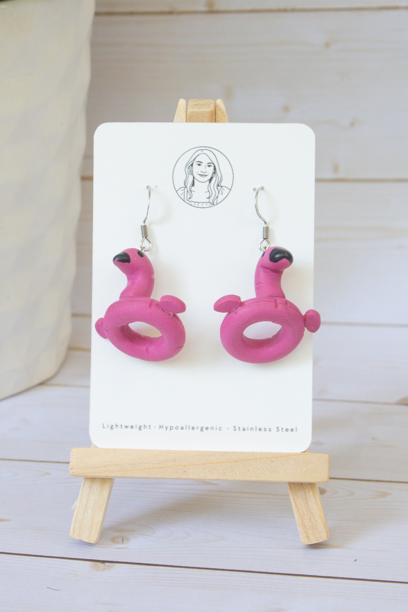 SS16 Pink Flamingo Pool Float Earrings | Fun Summer Statement Earrings | Handmade Polymer Clay