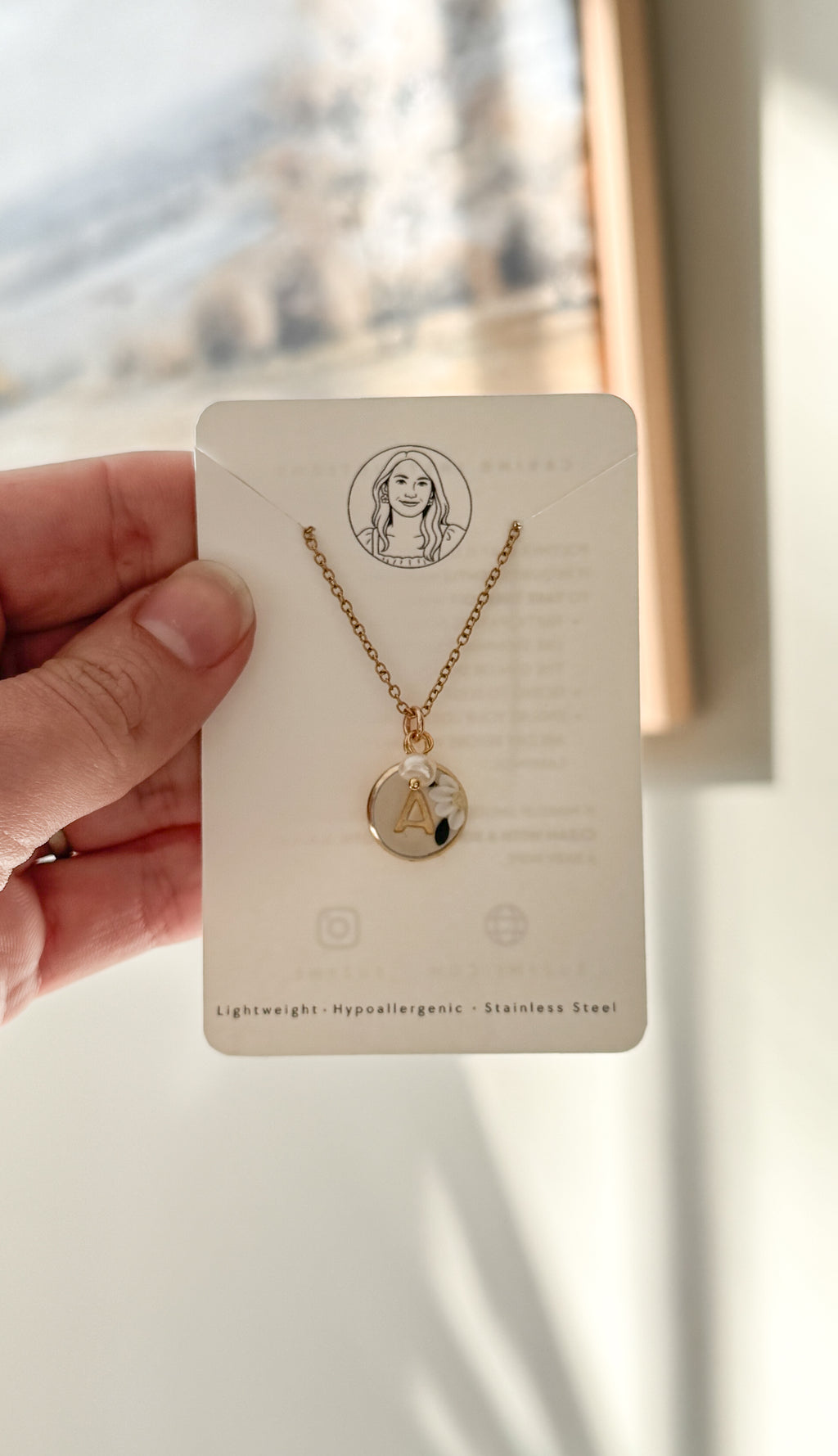 Initial Necklace, Stainless Steel, Polymer Clay Letter Pendant, Minimalist Alphabet Jewelry, Personalized Gift, pearl, glass crystal