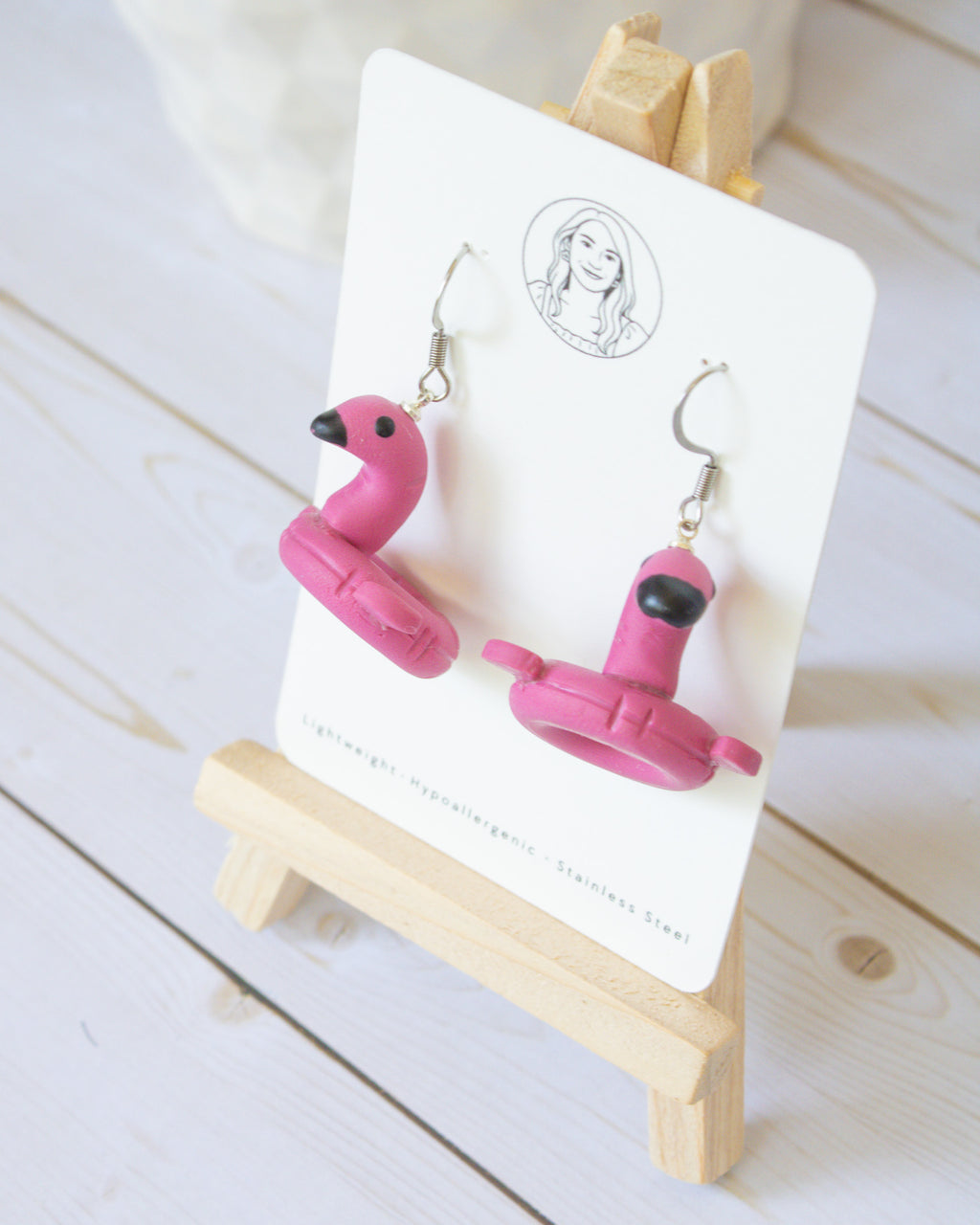 SS16 Pink Flamingo Pool Float Earrings | Fun Summer Statement Earrings | Handmade Polymer Clay