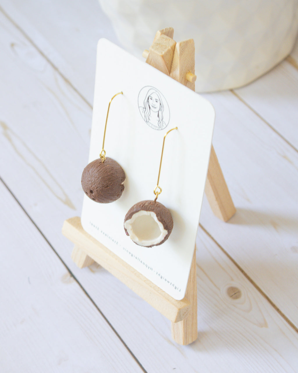 SS3 Handmade Coconut Dangle Earrings | Lightweight Tropical Summer Earrings | Lightweight Polymer Clay| Gifts for Her