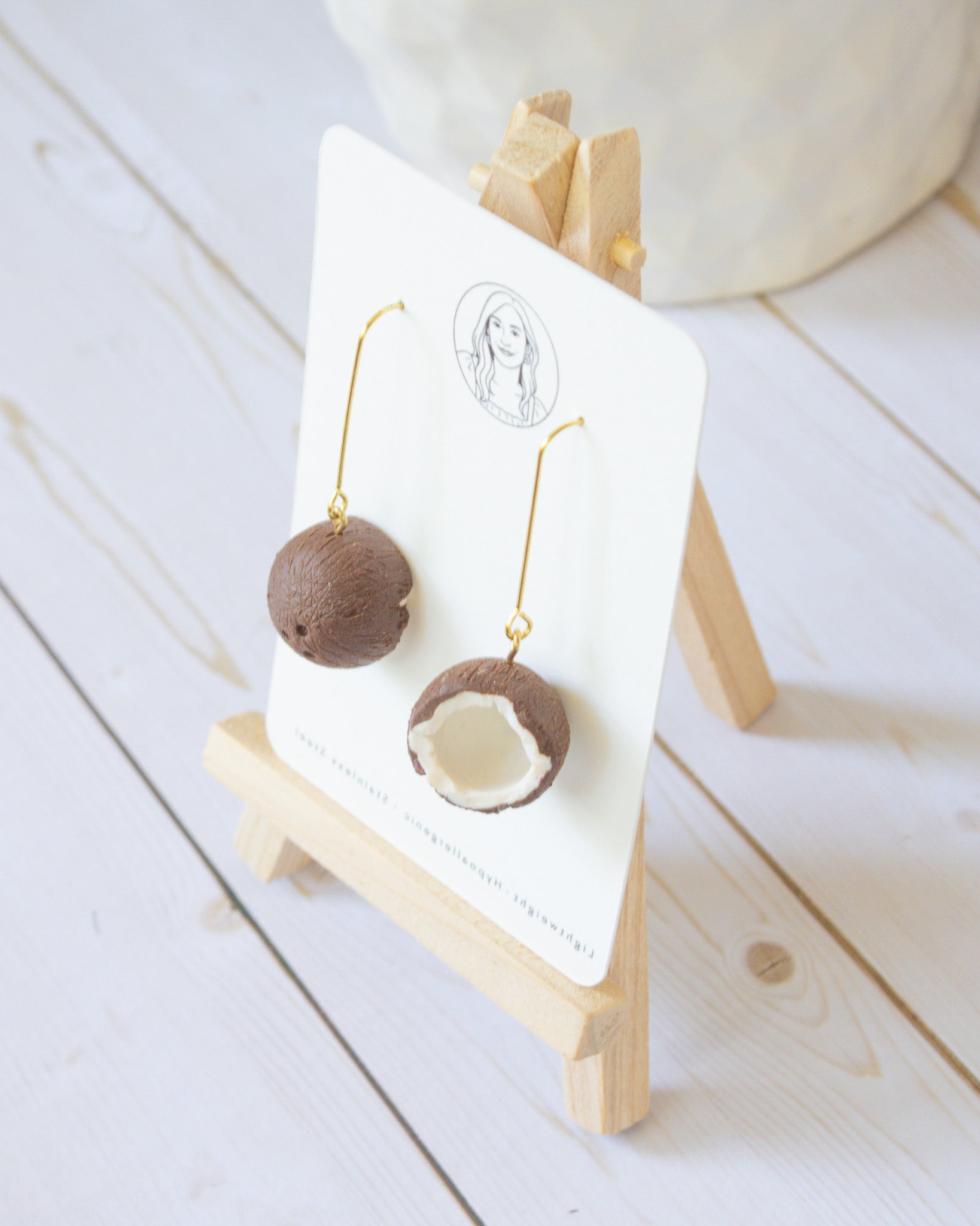 SS3 Handmade Coconut Dangle Earrings | Lightweight Tropical Summer Earrings | Lightweight Polymer Clay| Gifts for Her