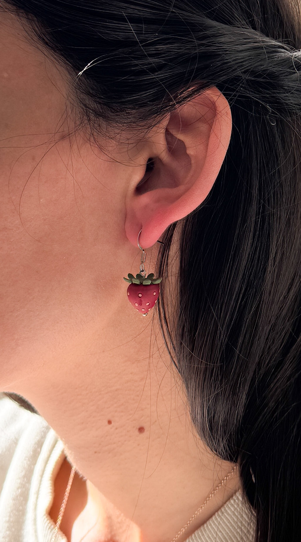 FR5 Fruit Inspired Earrings - Strawberries, Lightweight Statement Jewelry, Boutique Gift for Her .
