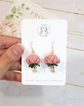 P1 Protea Flower Jewelry, Elegant South African Inspired Artisan Handmade Earrings, Unique Gifts for Her, Natural soft tones, Glass Crystal, Gold
