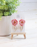 F10 Golden Hour Floral Clay Earrings – Lightweight Warm Tone Statement Jewelry