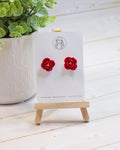 Delicate Red Flower With Gold, Lightweight Handmade Jewelry, Boutique Gift for Her, STUDS