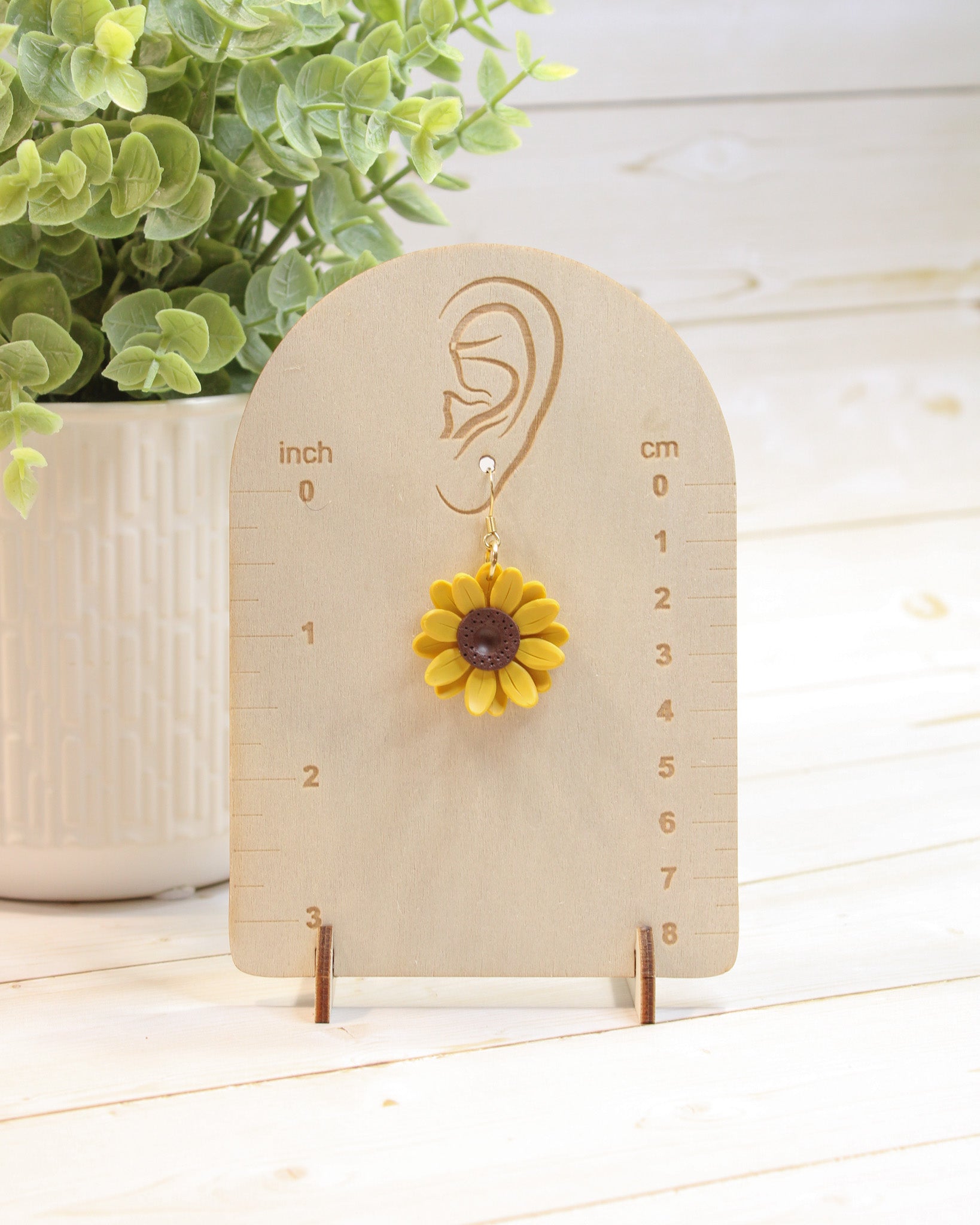 Yellow Sunflower 1 Floral Handmade Lightweight, Polymer Clay Dangle Earrings, Gift for Her