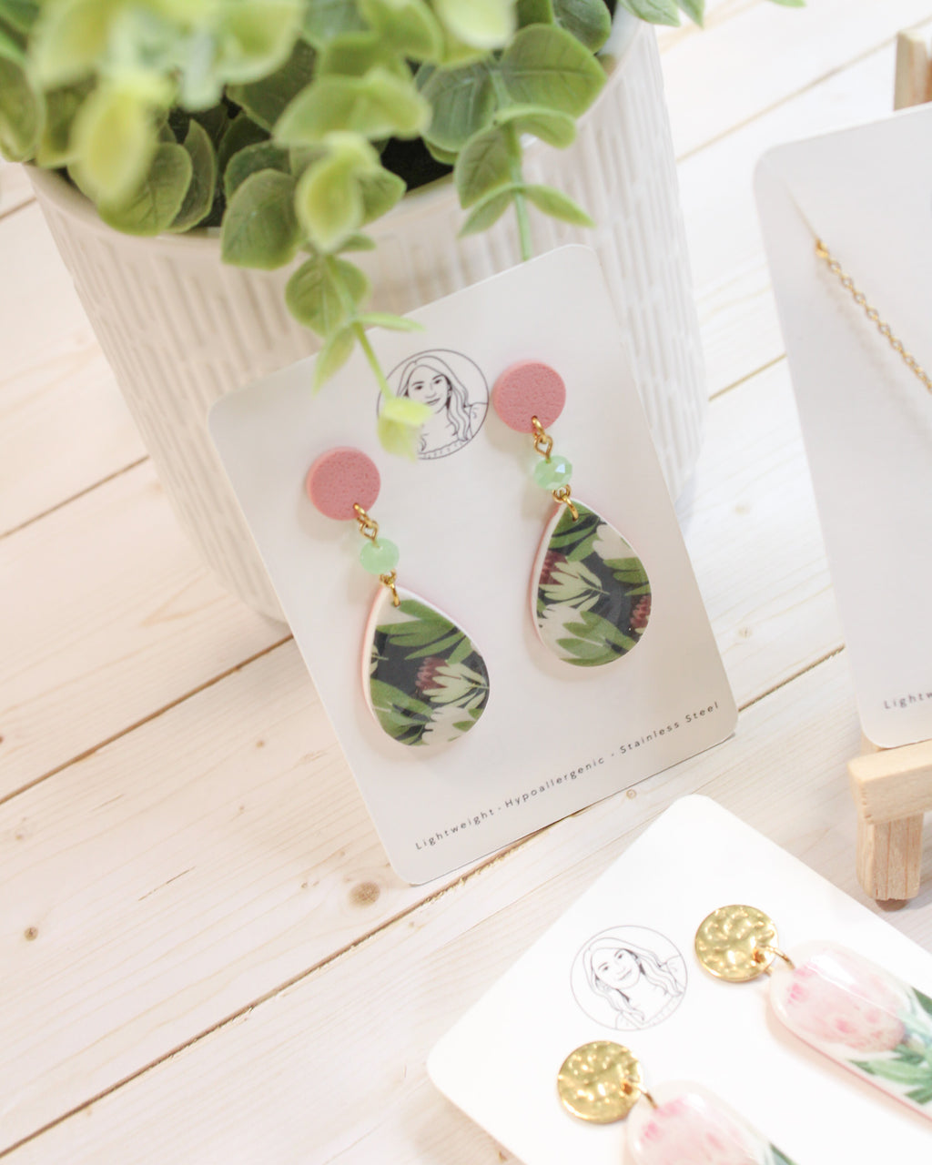 P4 Protea Flower Jewelry, Elegant South African Inspired Artisan Handmade Earrings, Unique Gifts for Her, Natural soft tones