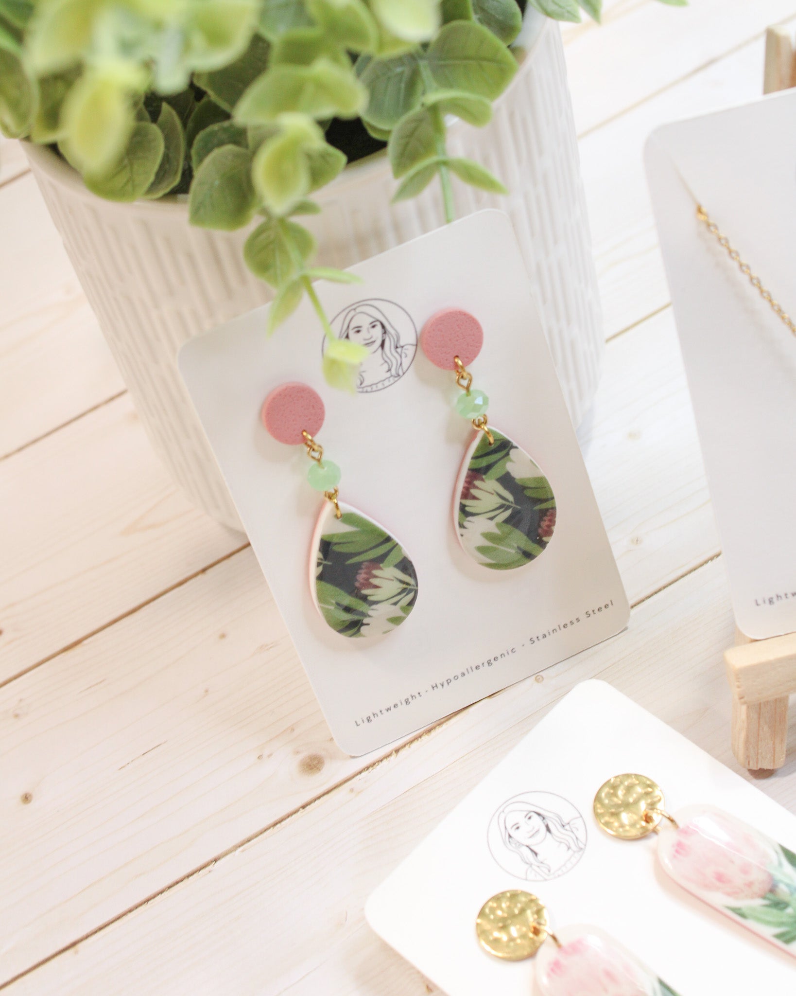 P4 Protea Flower Jewelry, Elegant South African Inspired Artisan Handmade Earrings, Unique Gifts for Her, Natural soft tones