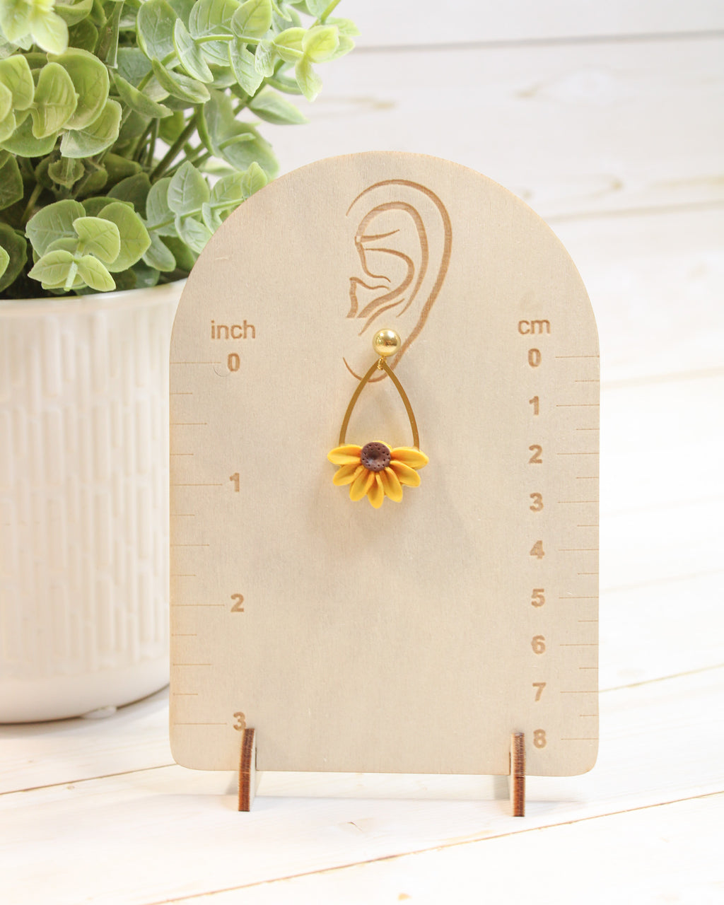 Yellow Sunflower 4 Floral Handmade Lightweight, Polymer Clay Dangle Jewelry, Gift for Her