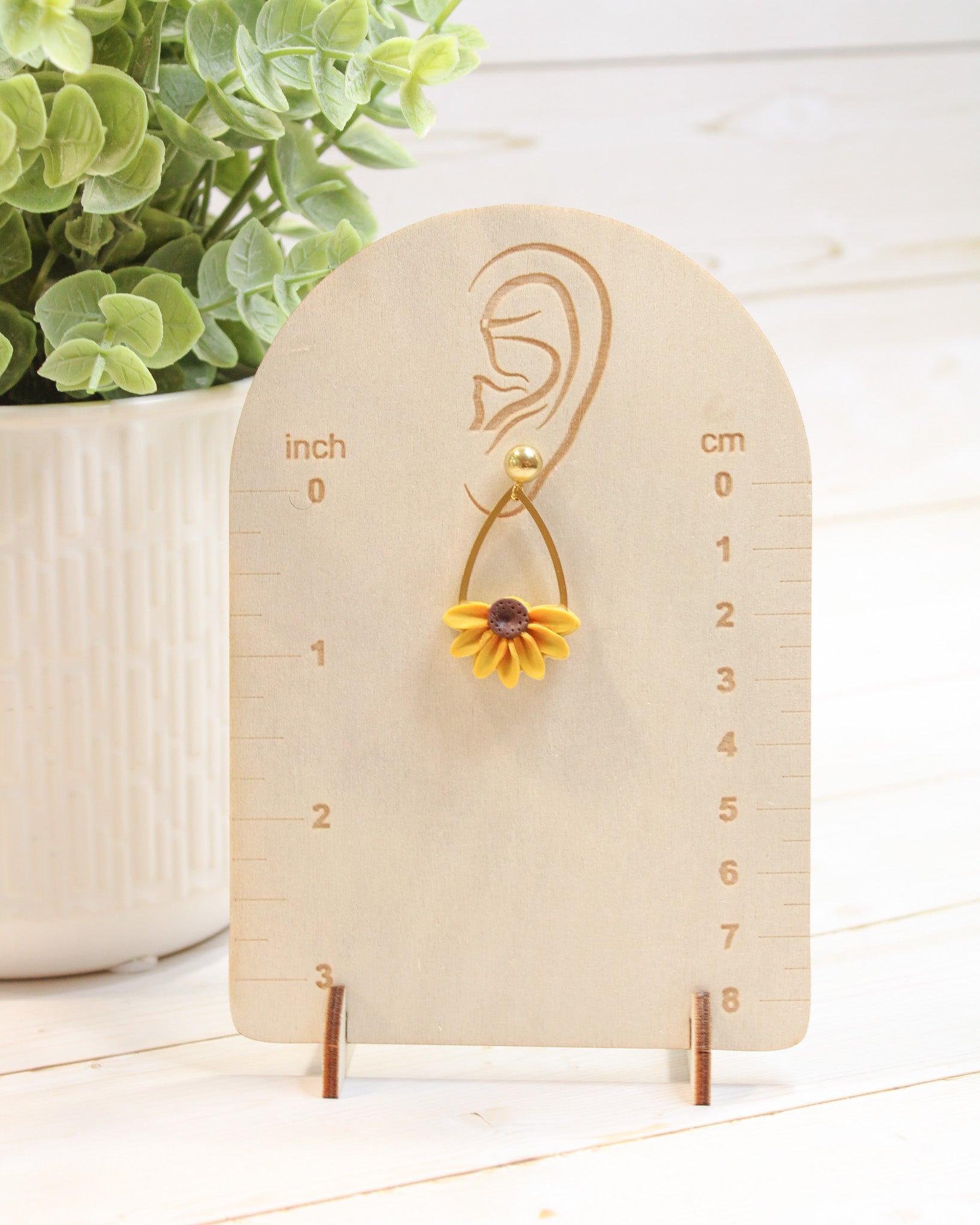 Yellow Sunflower 4 Floral Handmade Lightweight, Polymer Clay Dangle Jewelry, Gift for Her