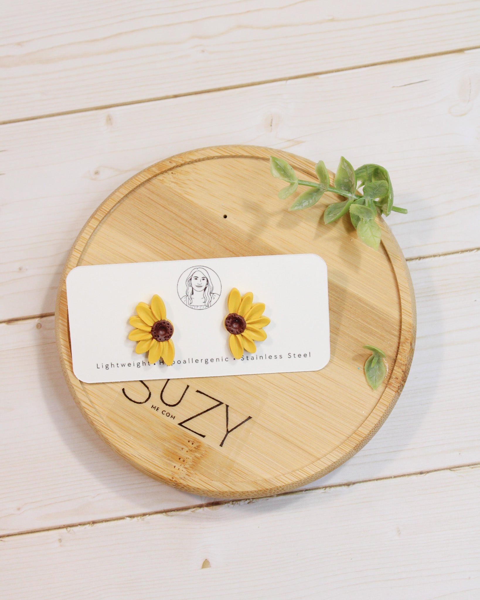 Yellow Sunflower 3 Floral Handmade Lightweight, Polymer Clay Dangle Jewelry, Gift for Her, Studs