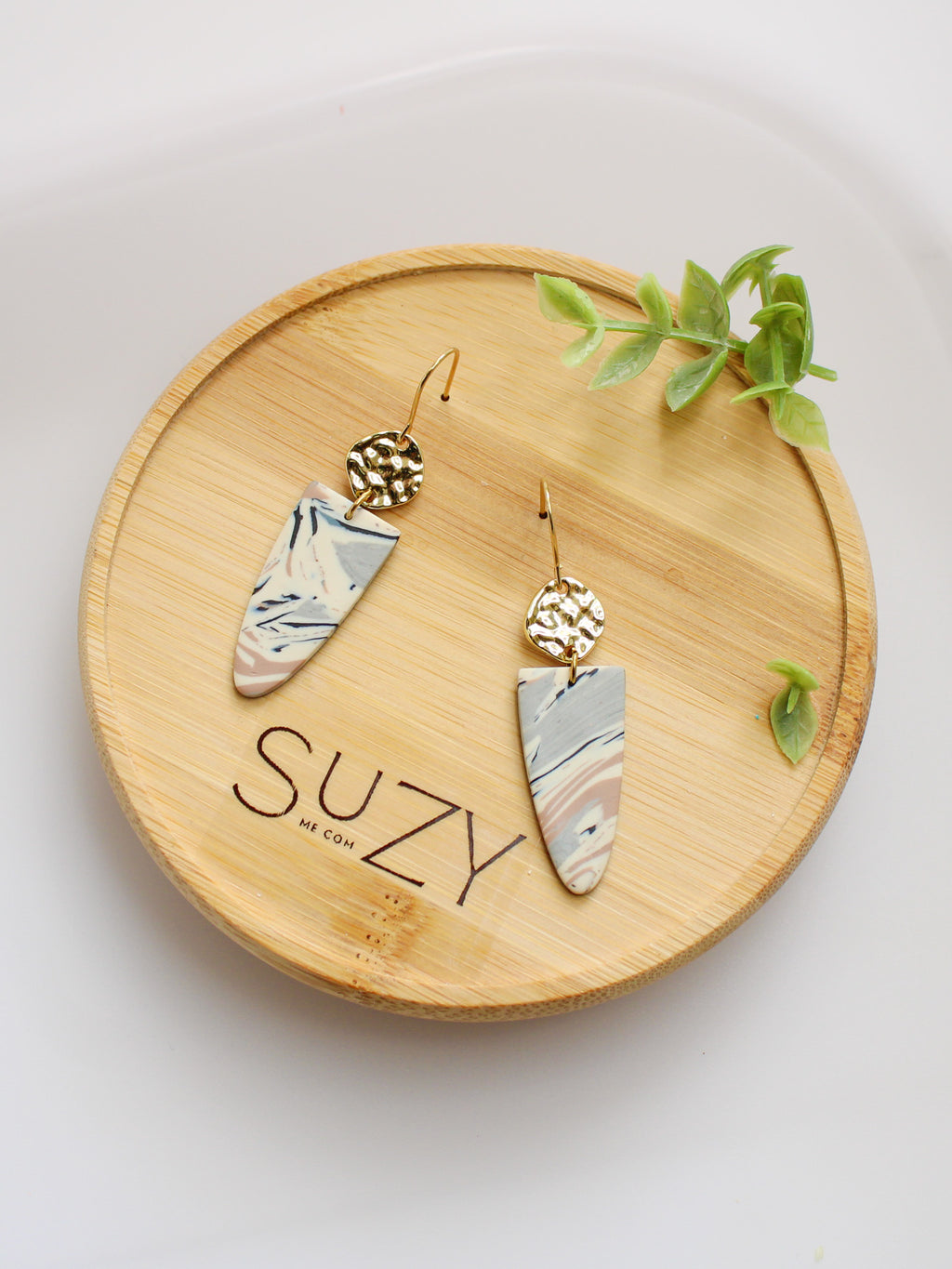 TL11 Terrazzo Marble Neutral Lightweight Hypoallergenic Earrings, Modern Blush, black & Ivory Gold Dangle Earrings | Gift for Her | Boutique