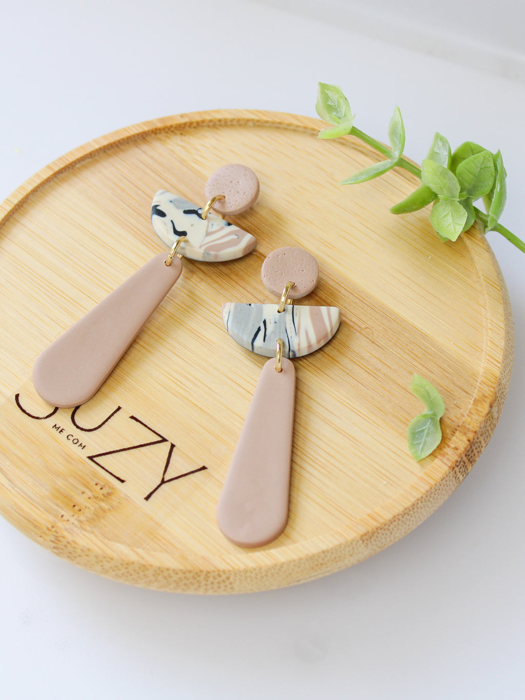 TL8 Terrazzo Marble Neutral Lightweight Hypoallergenic Earrings | Modern Blush, black & Ivory Gold Dangle Earrings | Gift for Her | Boutique