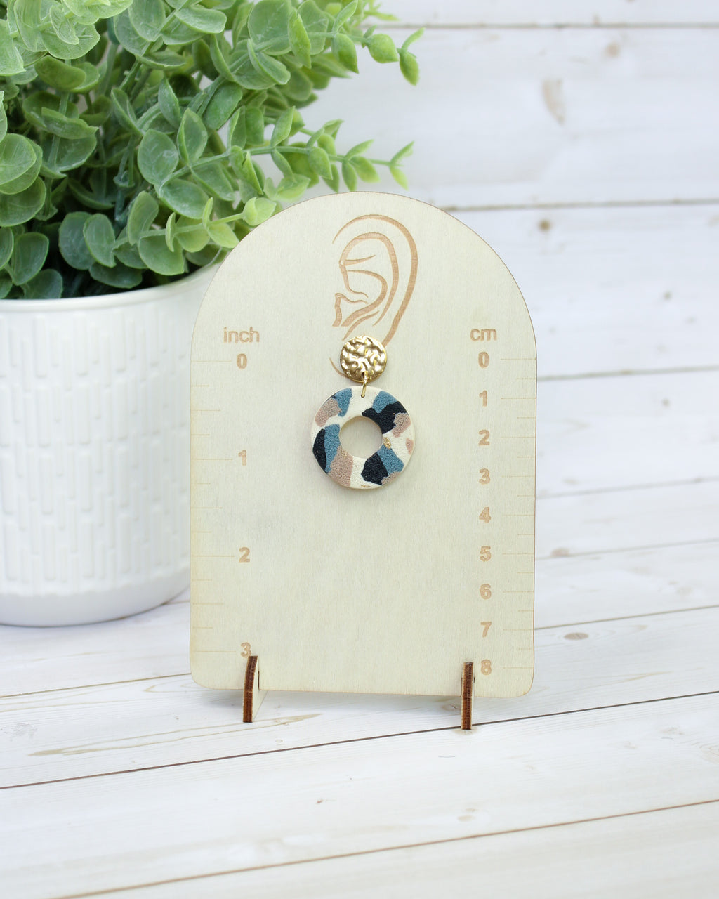 TL3 Terrazzo Neutral Lightweight Hypoallergenic Earrings | Modern Blush, black & Ivory Hoop Dangle Earrings | Gift for Her | Boutique