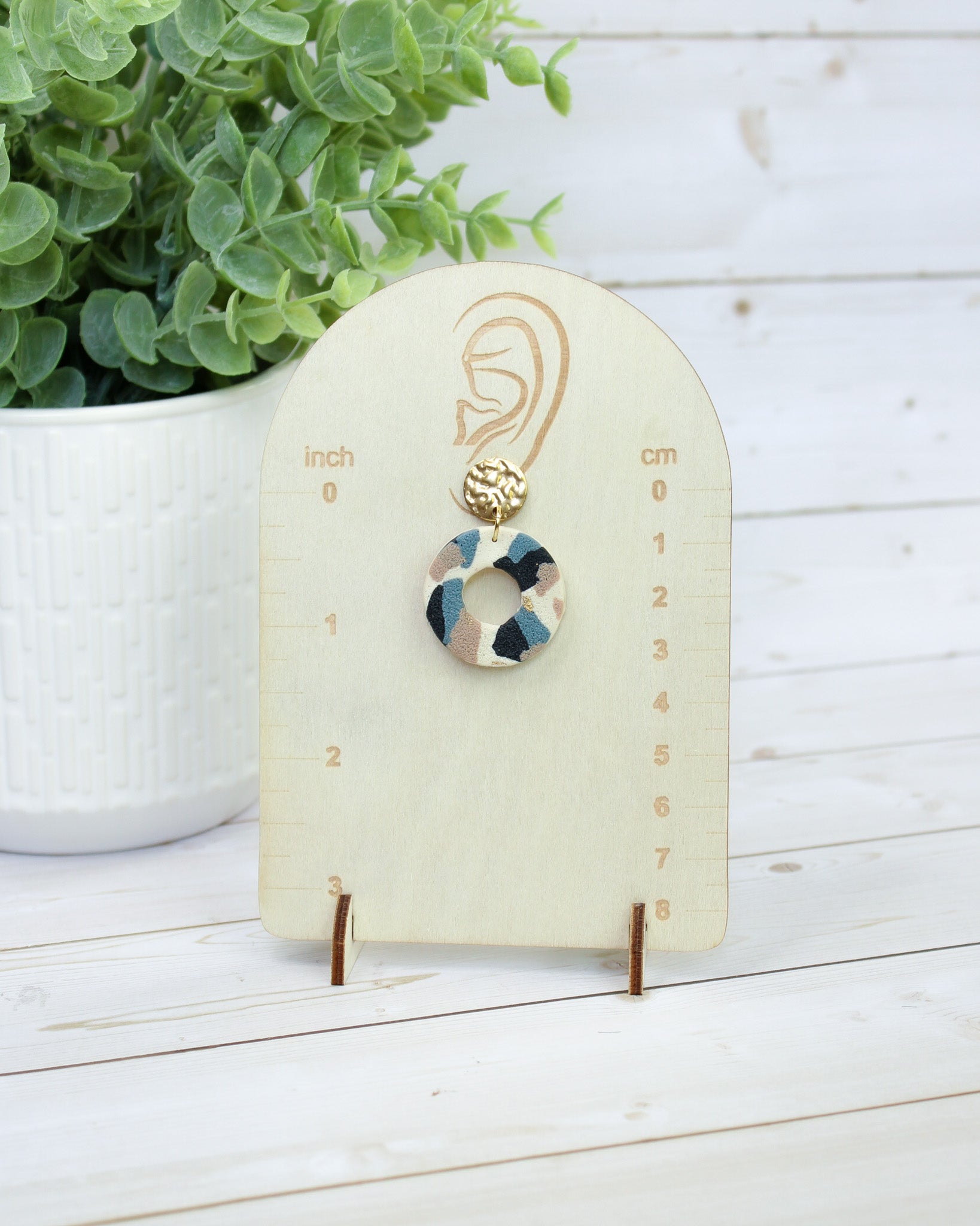 TL3 Terrazzo Neutral Lightweight Hypoallergenic Earrings | Modern Blush, black & Ivory Hoop Dangle Earrings | Gift for Her | Boutique