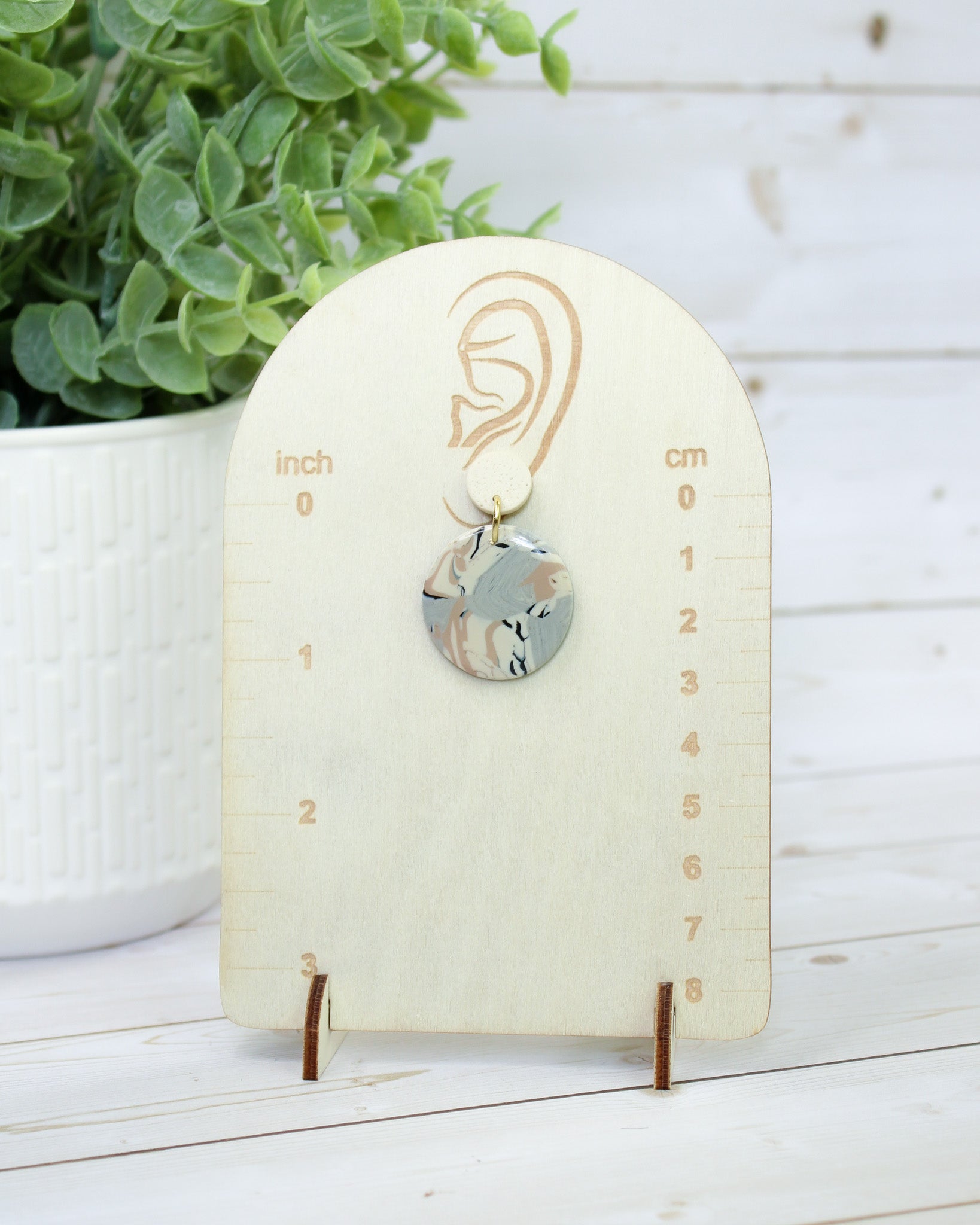 TL7 Terrazzo Marble Neutral Lightweight Hypoallergenic Earrings | Modern Blush, black & Ivory Gold Dangle Earrings | Gift for Her | Boutique