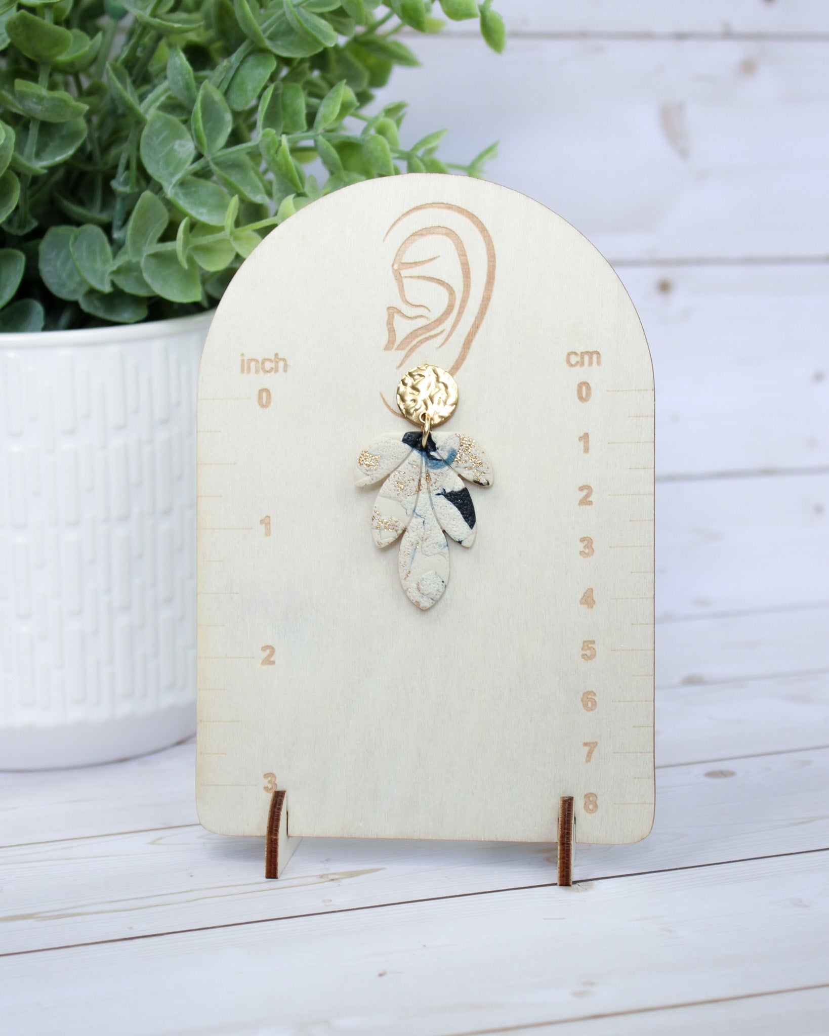 TL10 Terrazzo Marble Neutral Lightweight Hypoallergenic Earrings | Modern Blush, black & Ivory Gold Dangle Earrings | Gift for Her | Boutique