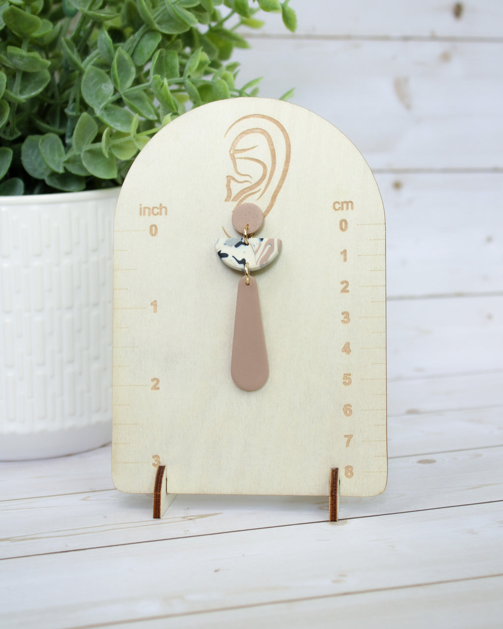TL8 Terrazzo Marble Neutral Lightweight Hypoallergenic Earrings | Modern Blush, black & Ivory Gold Dangle Earrings | Gift for Her | Boutique