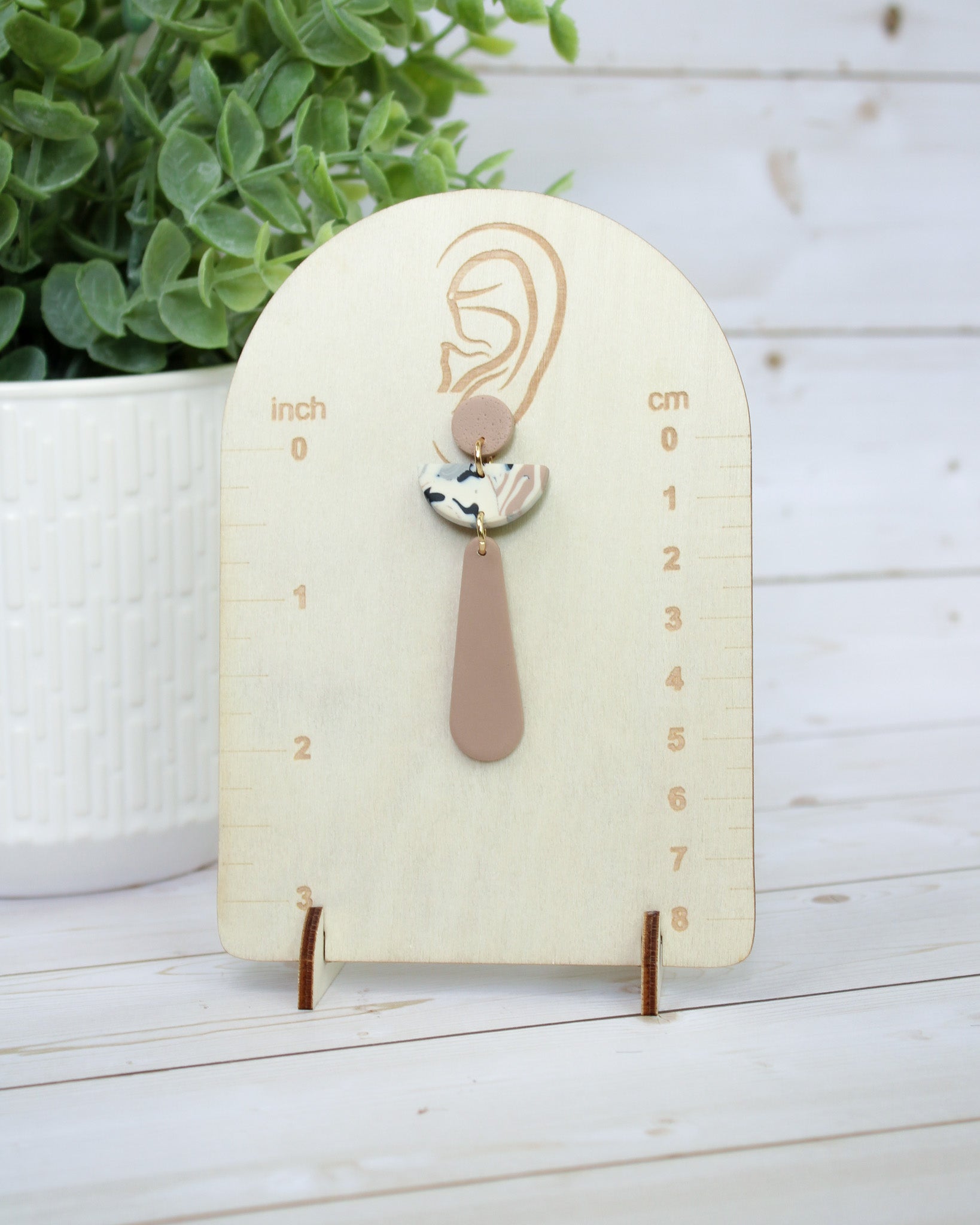 TL8 Terrazzo Marble Neutral Lightweight Hypoallergenic Earrings | Modern Blush, black & Ivory Gold Dangle Earrings | Gift for Her | Boutique