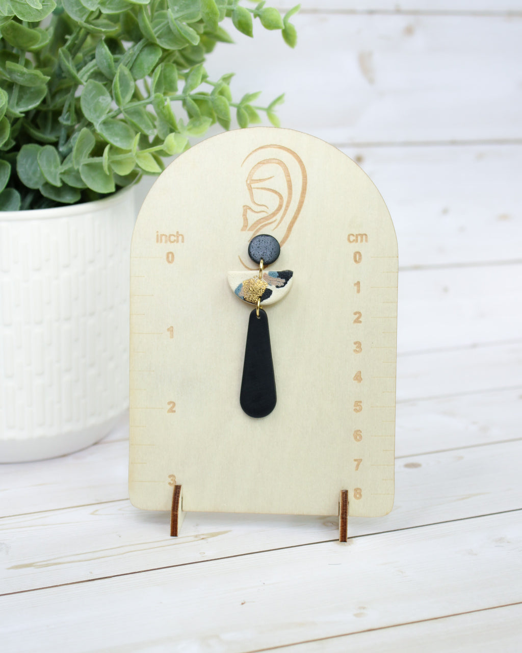 TL8 Terrazzo Marble Neutral Lightweight Hypoallergenic Earrings | Modern Blush, black & Ivory Gold Dangle Earrings | Gift for Her | Boutique