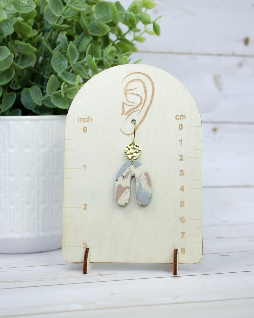 TL11 Terrazzo Marble Neutral Lightweight Hypoallergenic Earrings, Modern Blush, black & Ivory Gold Dangle Earrings | Gift for Her | Boutique