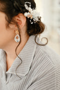 J7 Dove Blue Floral Clay Earrings – Lightweight Bridal & Spring Statement Earrings