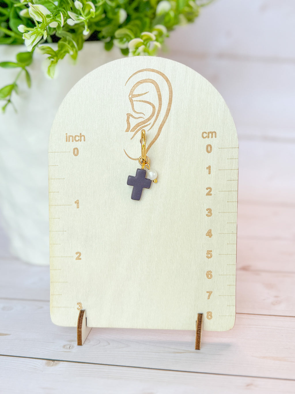 RG7 Faith Inspired Cross Earrings Pearls Gold Hoop | Christian Gift | Handmade Statement Jewelry