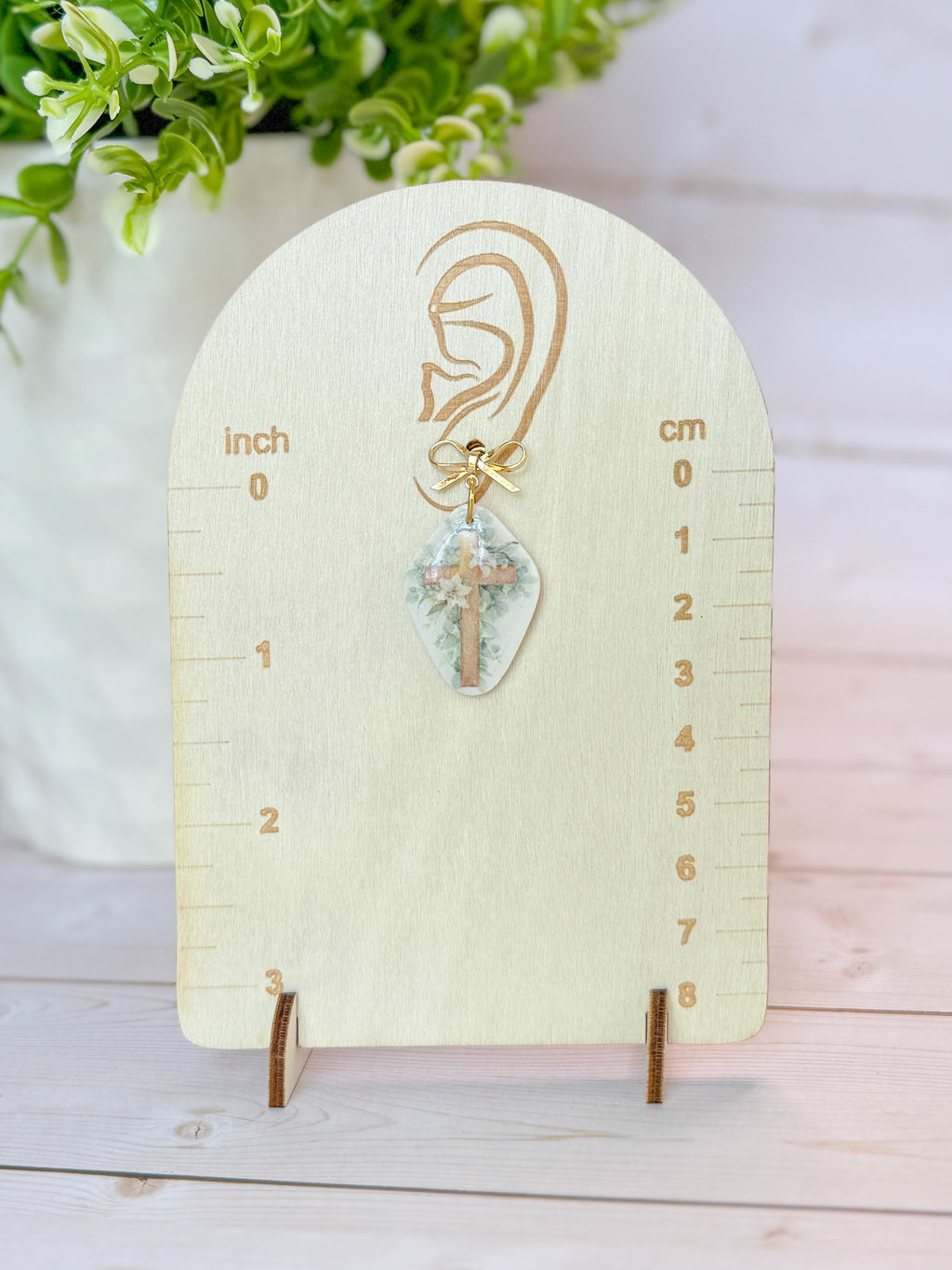 RG6 Faith Inspired Cross Earrings Gold Bow | Christian Gift | Handmade Statement Jewelry
