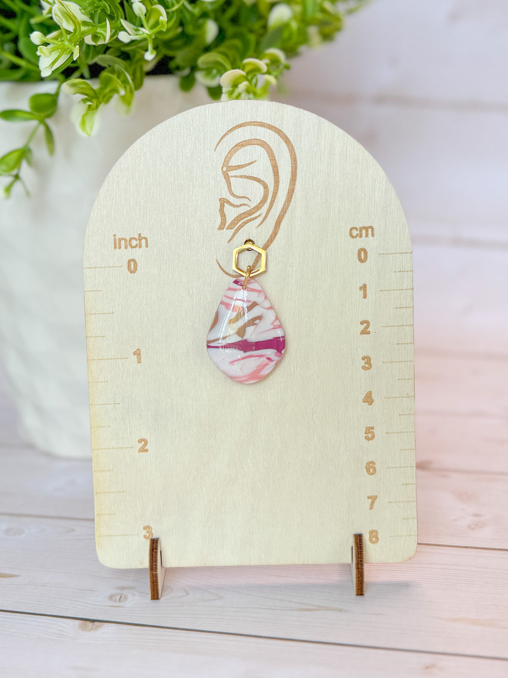 PLF9 Pink Coral Upcycled Polymer Clay Dangle Earrings – Lightweight Polymer Clay Statement Jewelry