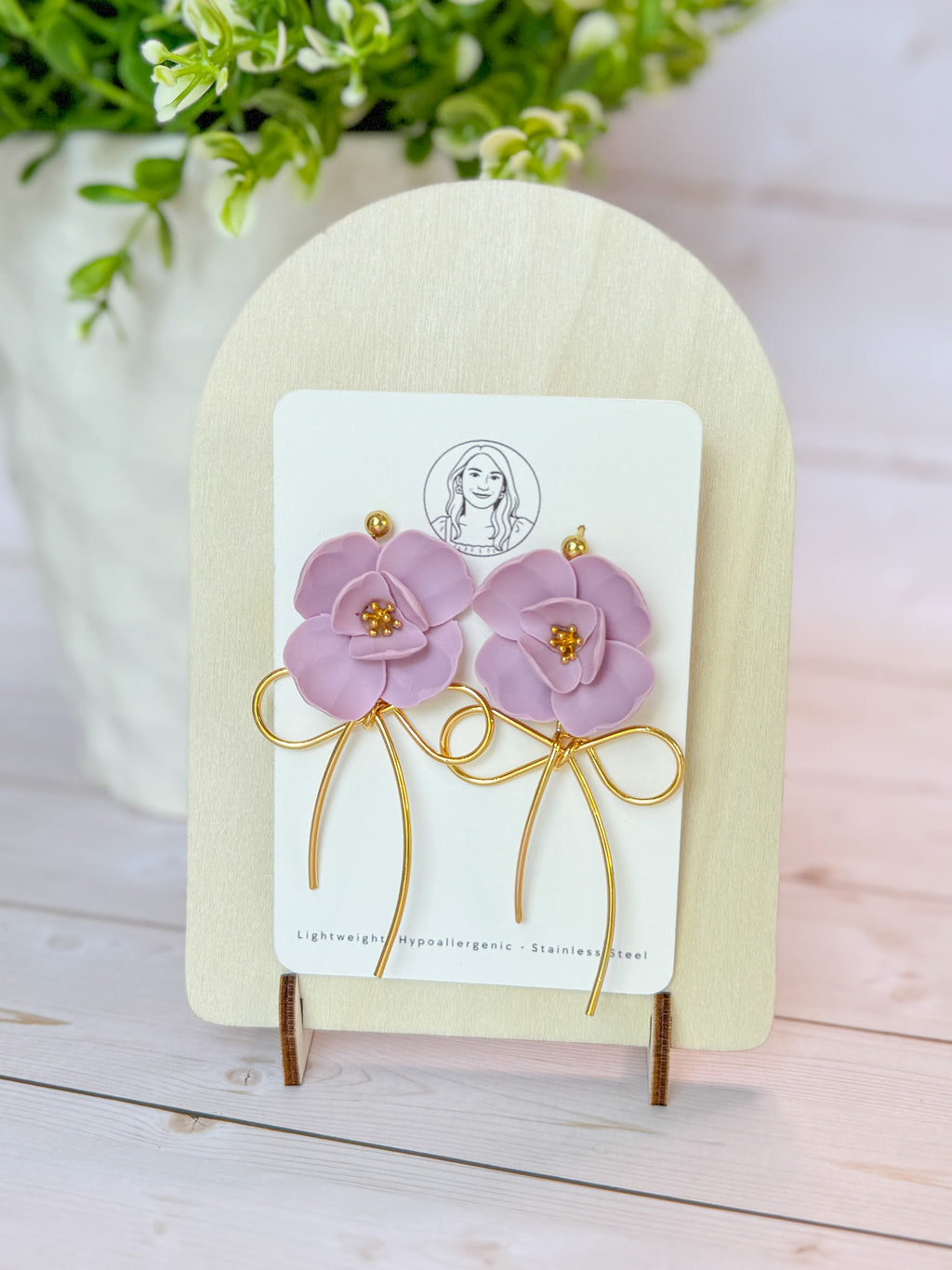 RG3 Faith Inspired Floral Dangles in Green & Plum | Christian Gift | Handmade Bow Statement Jewelry