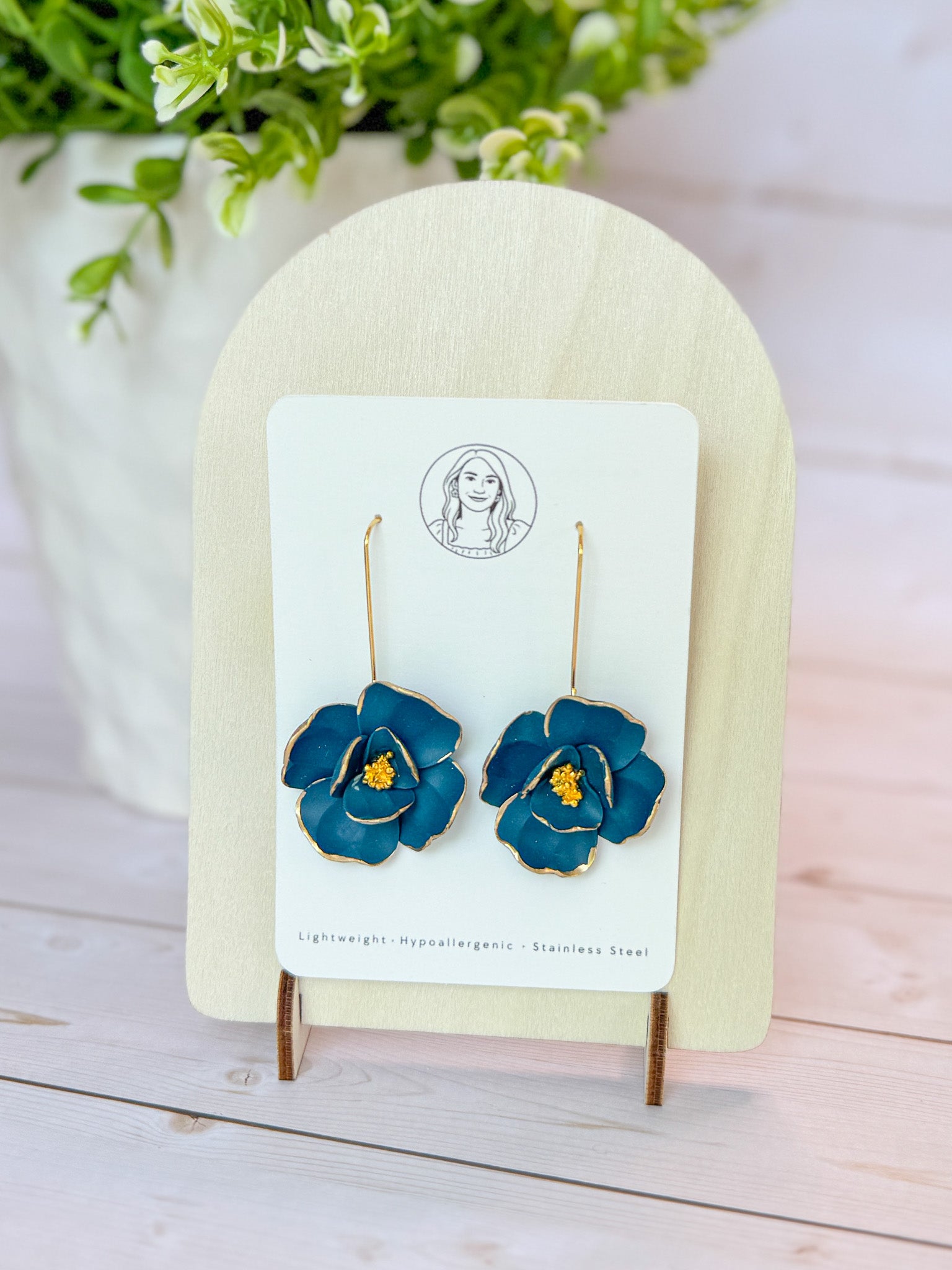 RG2 Faith Inspired Floral Dangles in Deep Teal & Plum | Christian Gift | Handmade Lightweight Statement Jewelry
