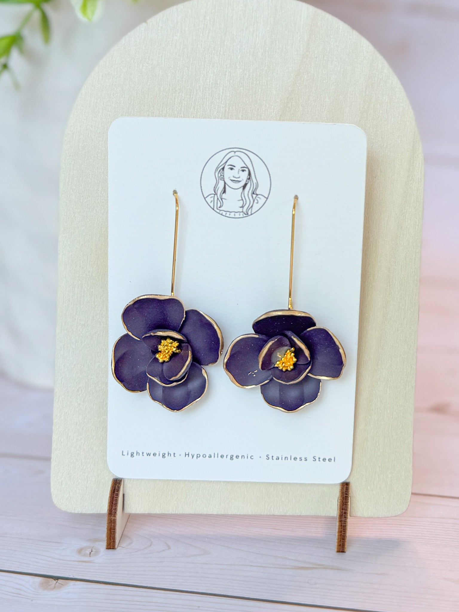 RG2 Faith Inspired Floral Dangles in Deep Teal & Plum | Christian Gift | Handmade Lightweight Statement Jewelry