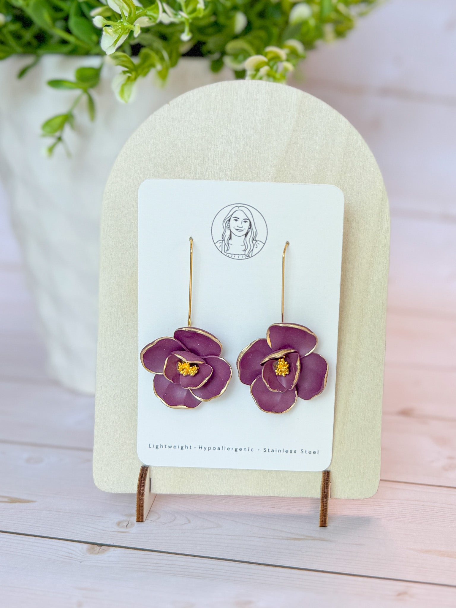 RG2 Faith Inspired Floral Dangles in Deep Teal & Plum | Christian Gift | Handmade Lightweight Statement Jewelry