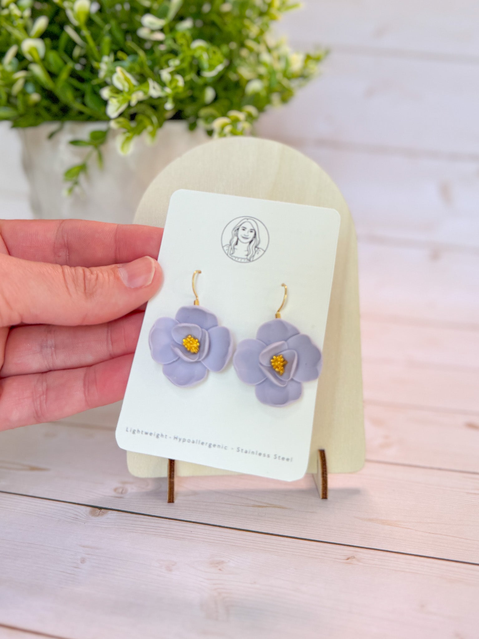 SUZY17 Everyday, Lightweight Floral Earrings, Handmade Polymer Clay Jewelry, Trendy Soft Pastel Colors