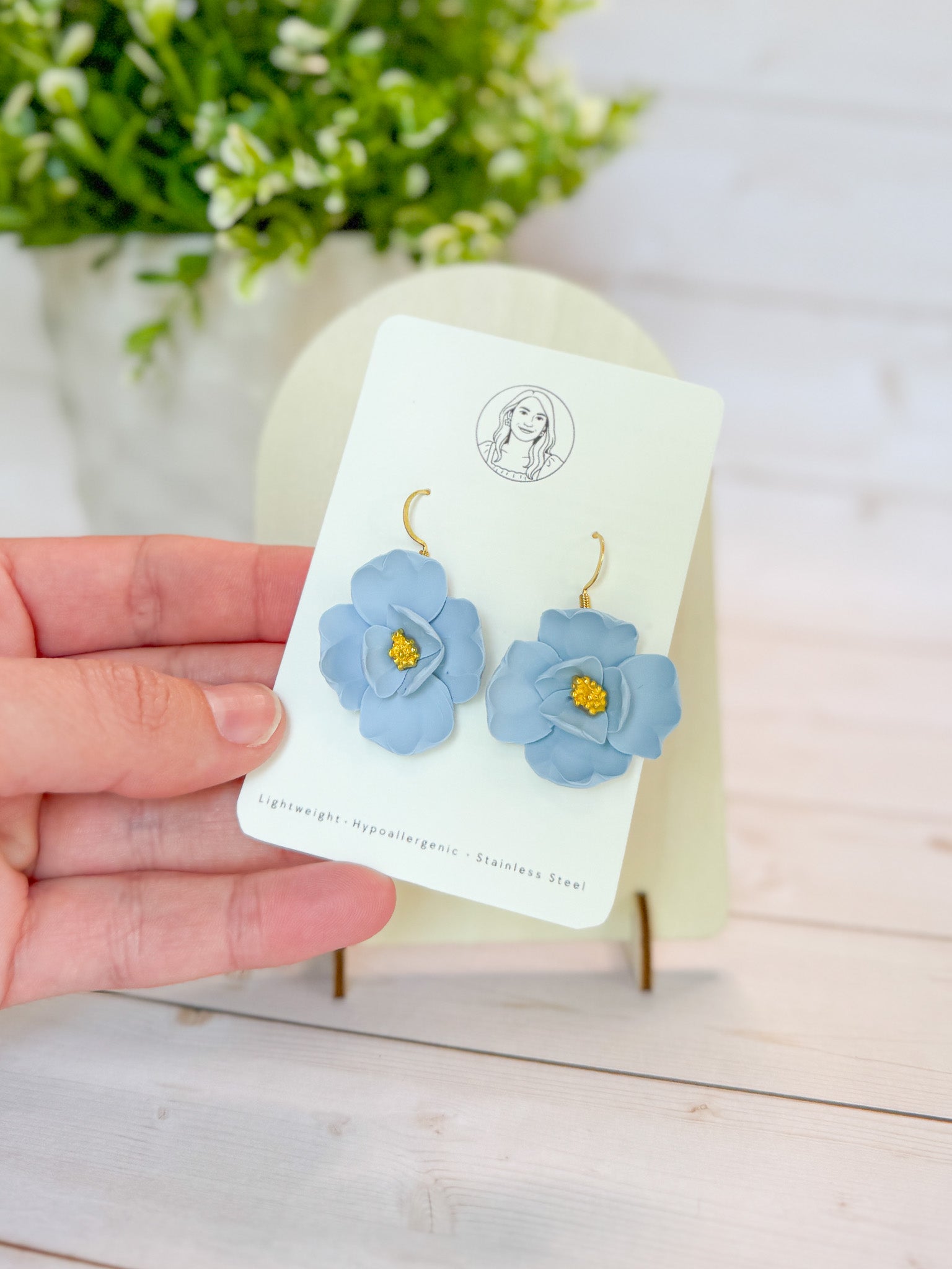 SUZY17 Everyday, Lightweight Floral Earrings, Handmade Polymer Clay Jewelry, Trendy Soft Pastel Colors
