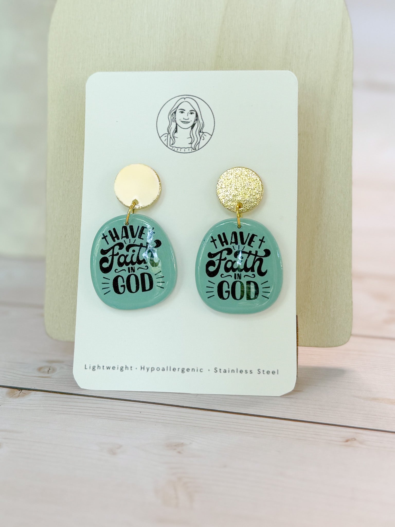 RG13 Faith Inspired Slogan Earrings | Christian Gift | Handmade Polymer Clay Statement Jewelry, Have Faith in God
