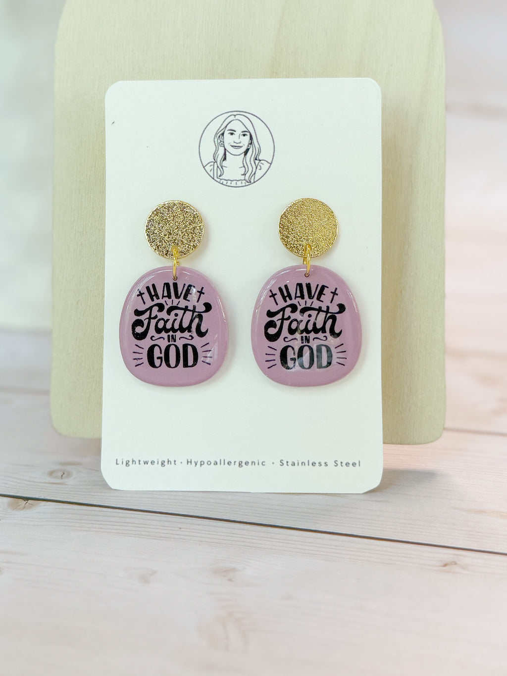 RG13 Faith Inspired Slogan Earrings | Christian Gift | Handmade Polymer Clay Statement Jewelry, Have Faith in God
