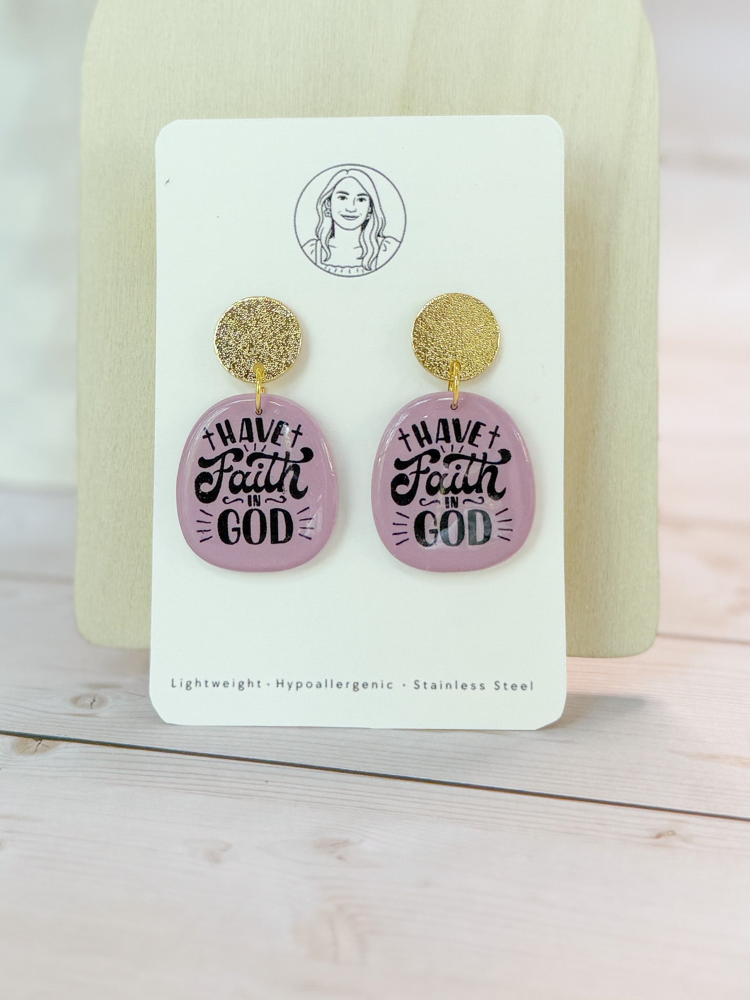 RG13 Faith Inspired Slogan Earrings | Christian Gift | Handmade Polymer Clay Statement Jewelry, Have Faith in God
